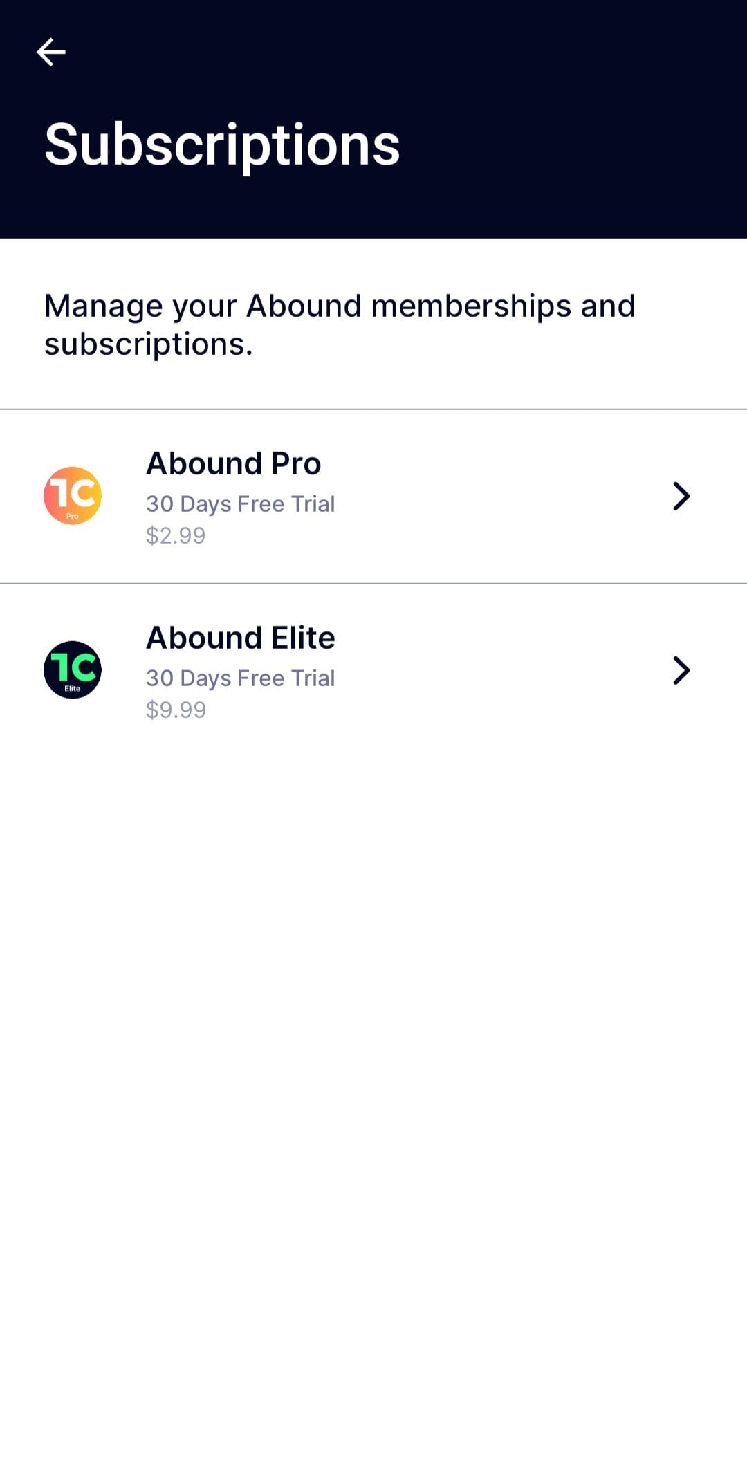 Abound subscriptions