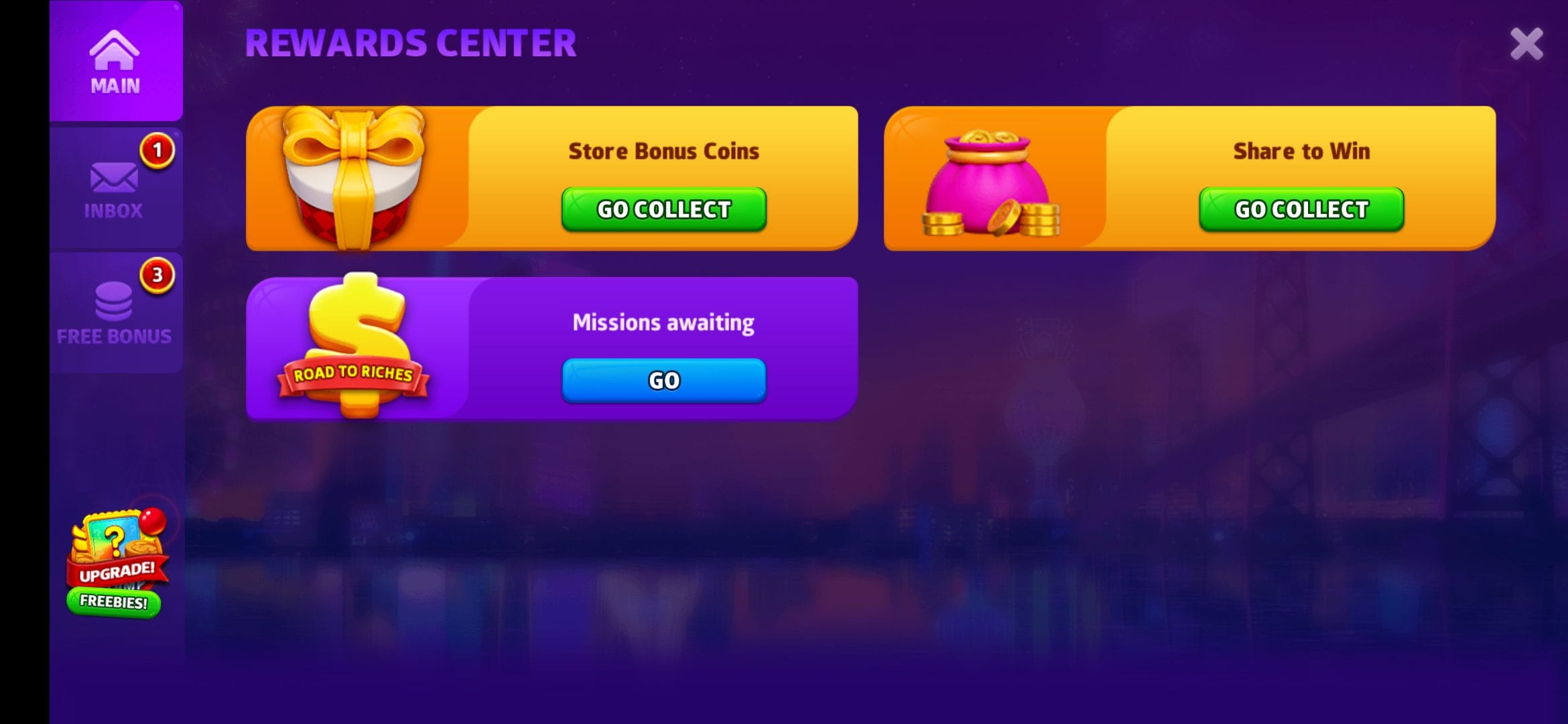 Cash Frenzy rewards center