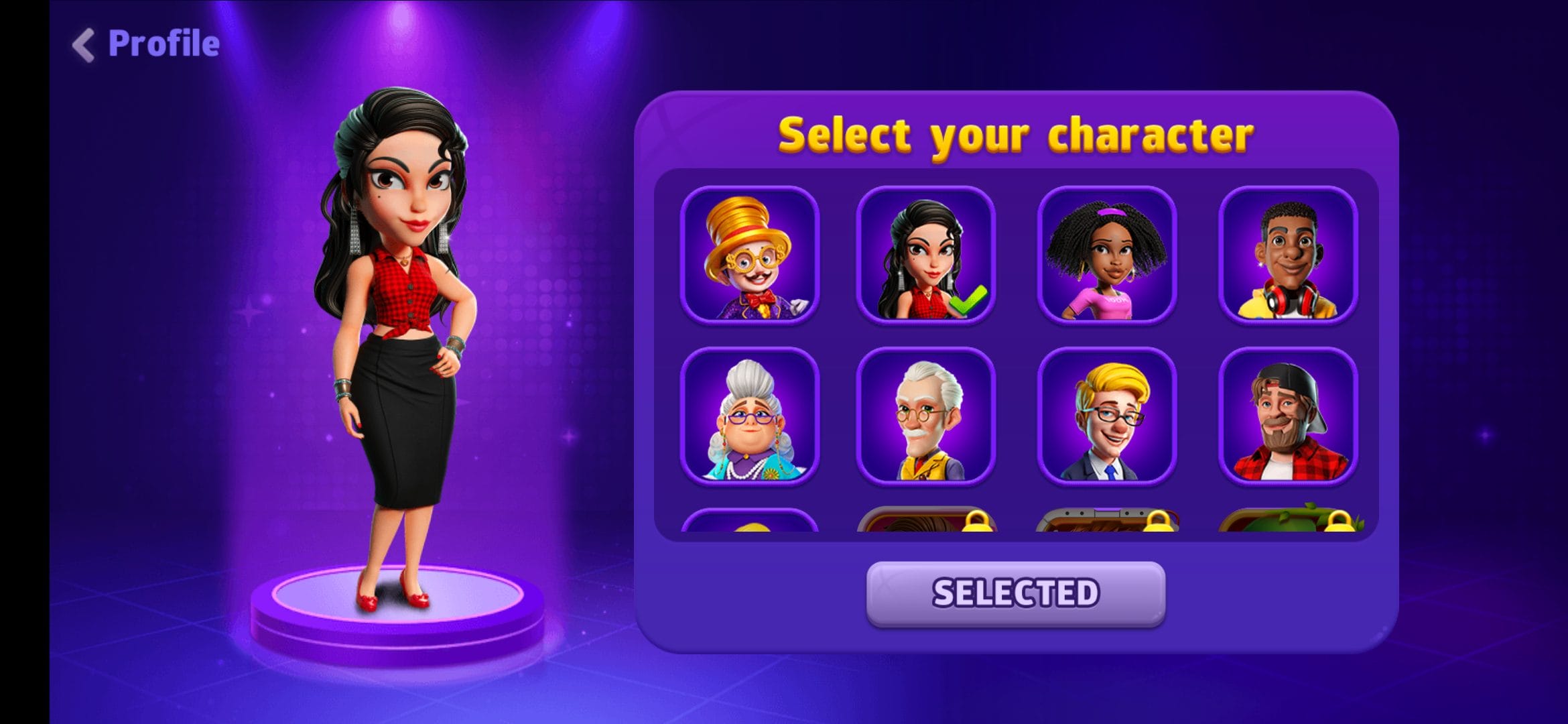 Cash Frenzy select a character