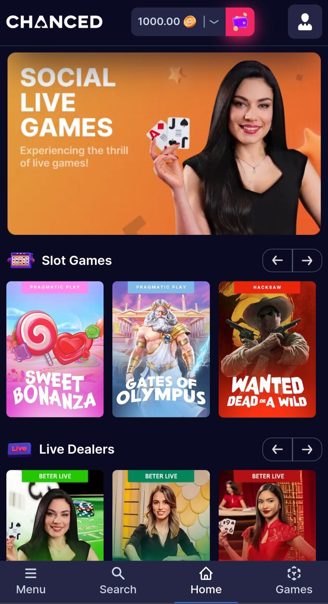 Chanced Casino home