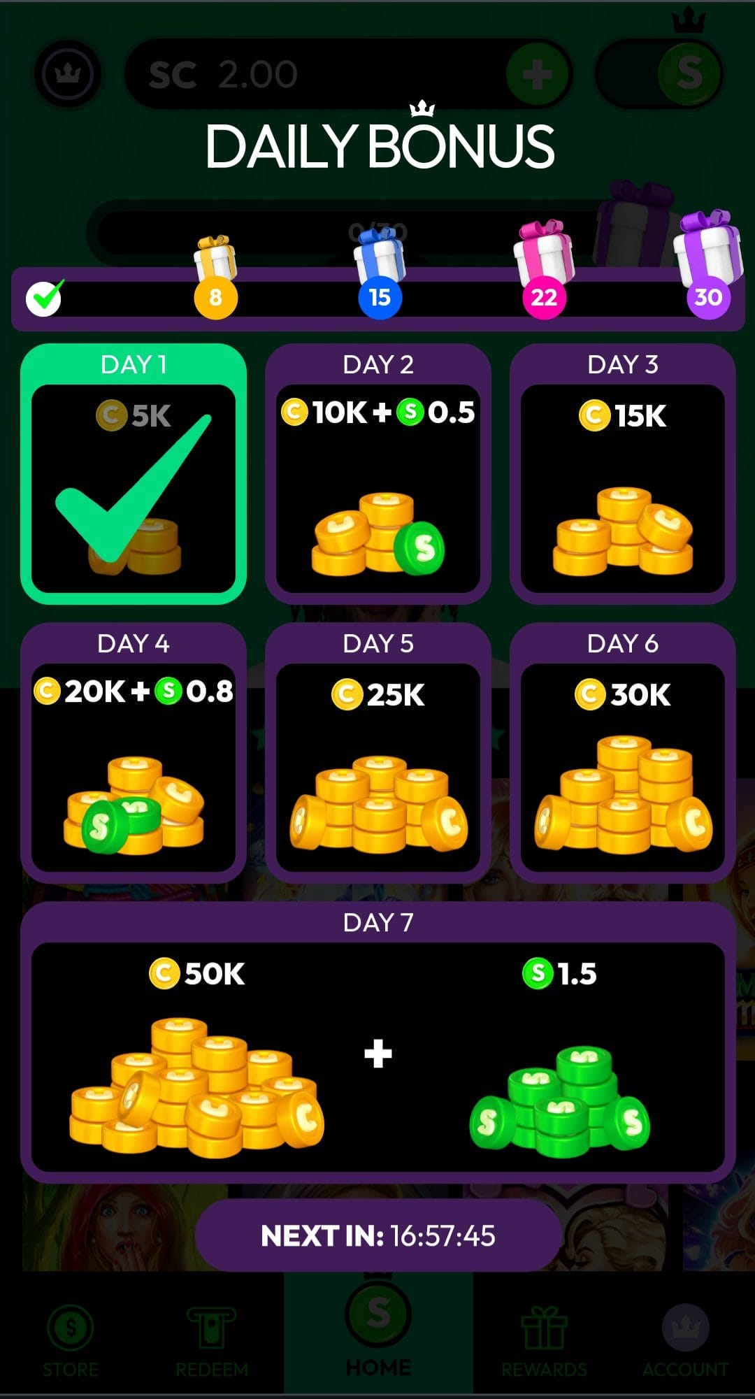 CrownCoins Casino daily bonus