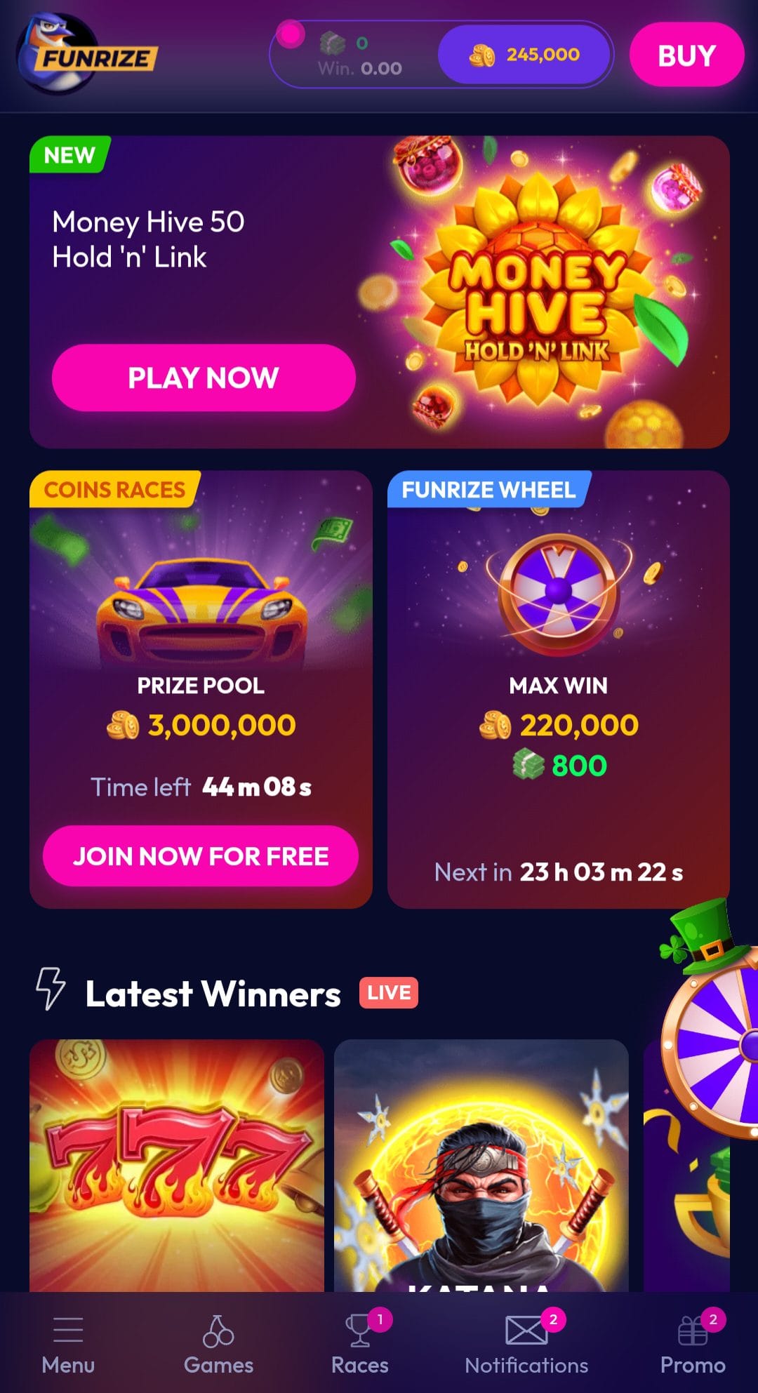 Funrize latest games