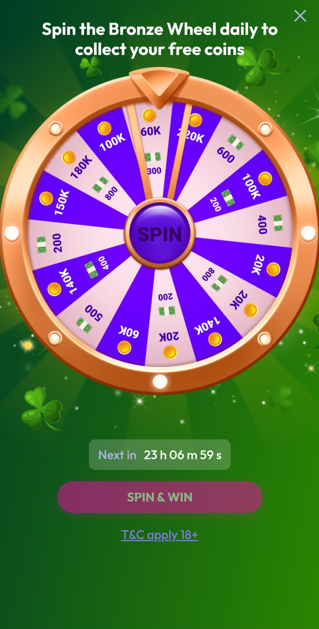 Funrize spin the bronze wheel