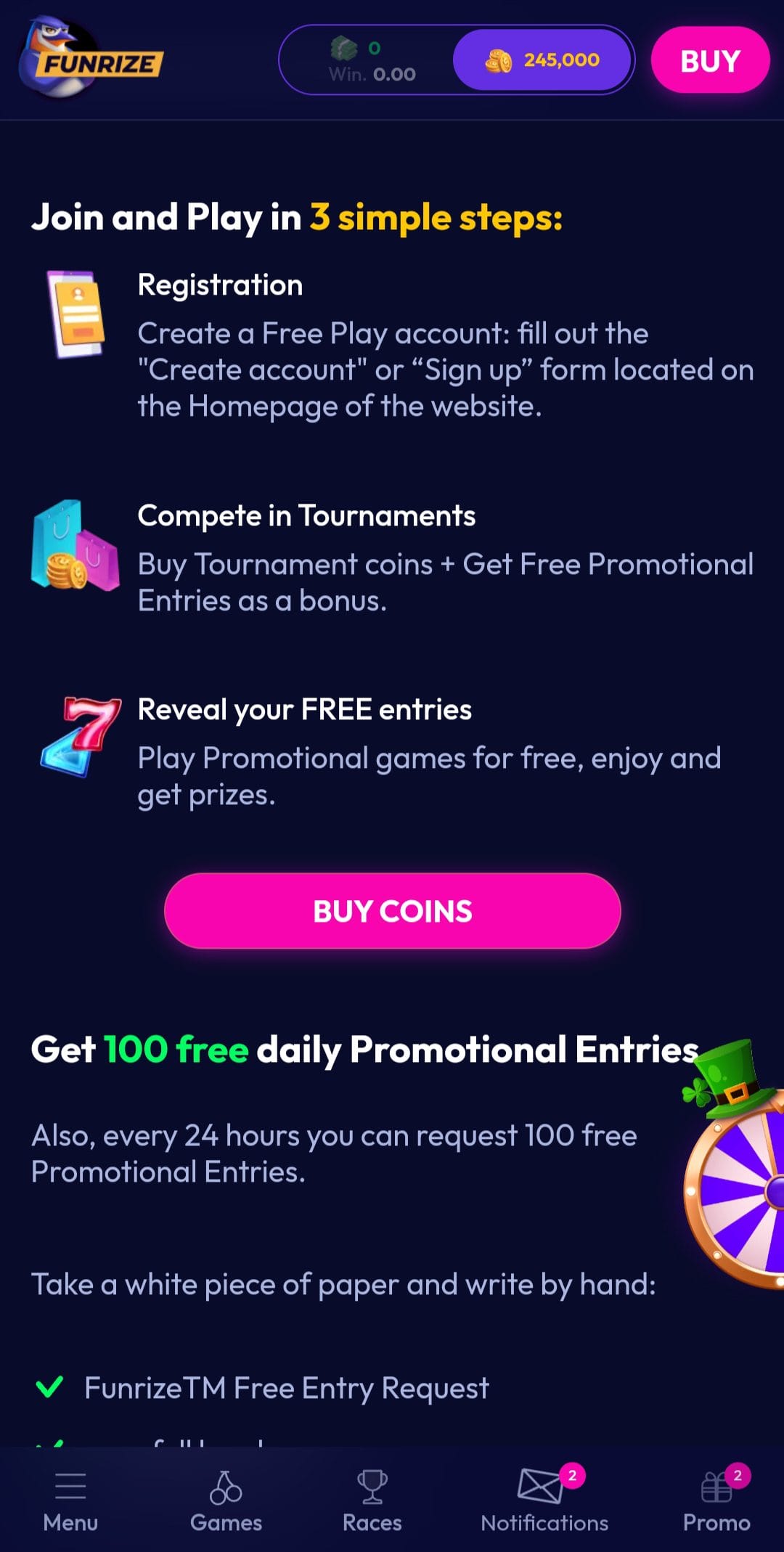 Funrize join and play