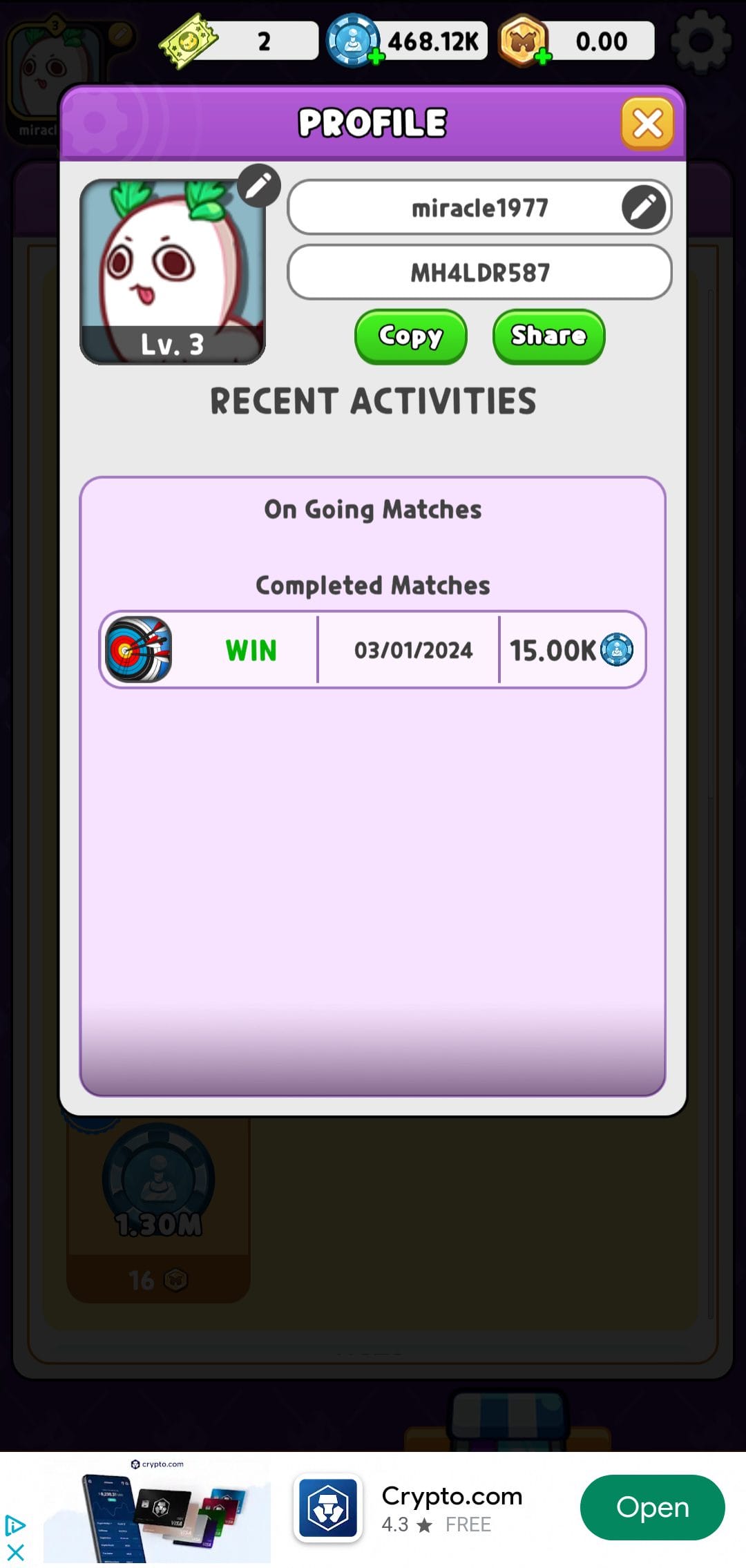 MonsHUB completed matches