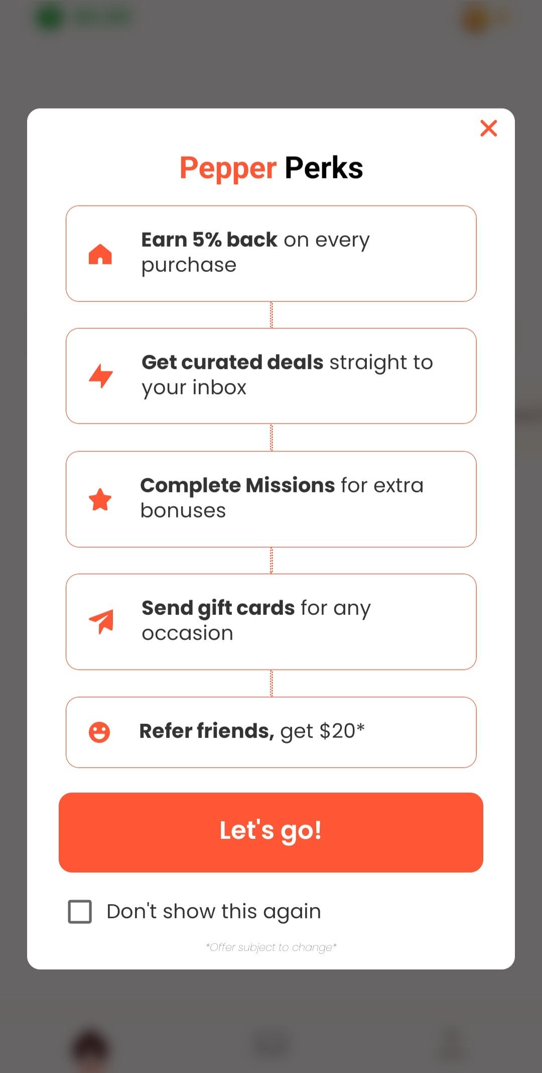 Pepper Rewards pepper perks
