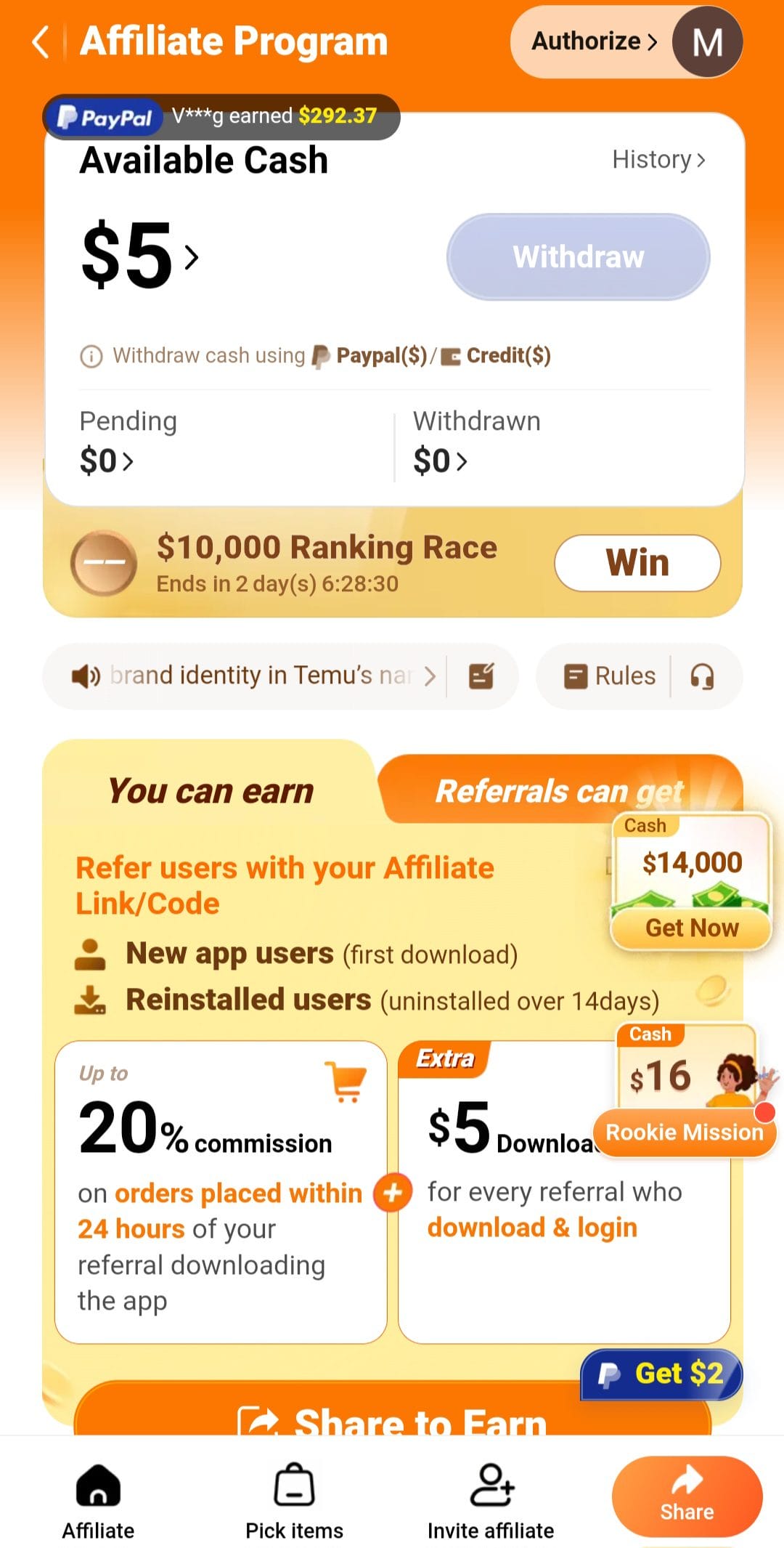 Temu affiliate invite link