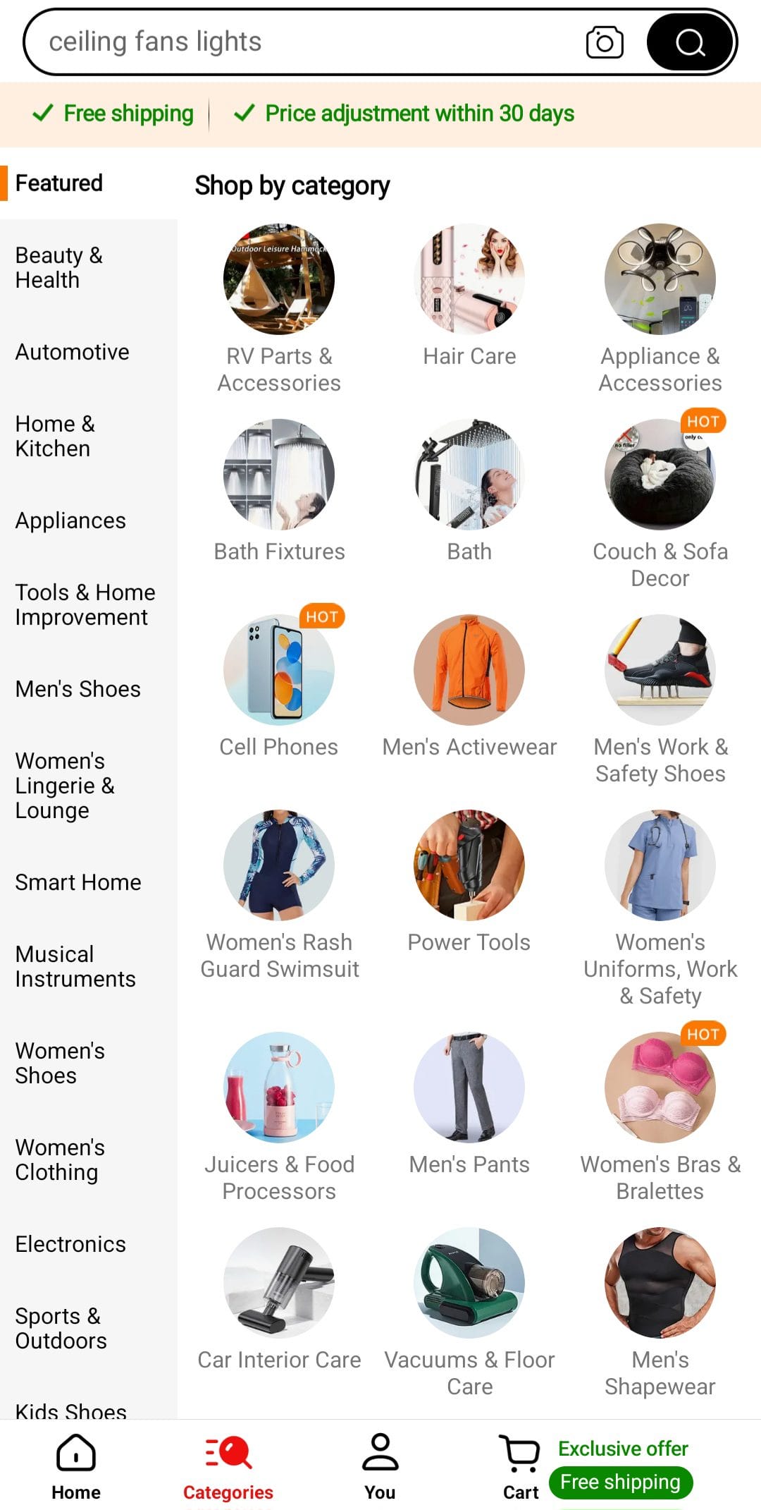 Temu categories