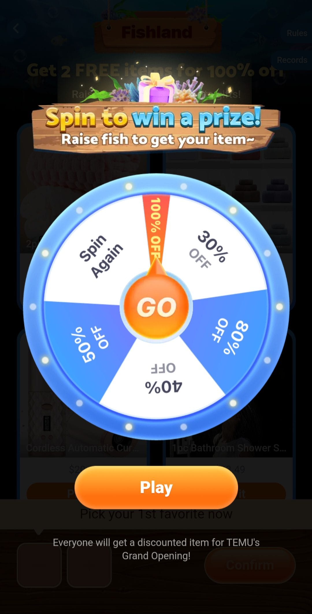 Temu easy cash out wheel