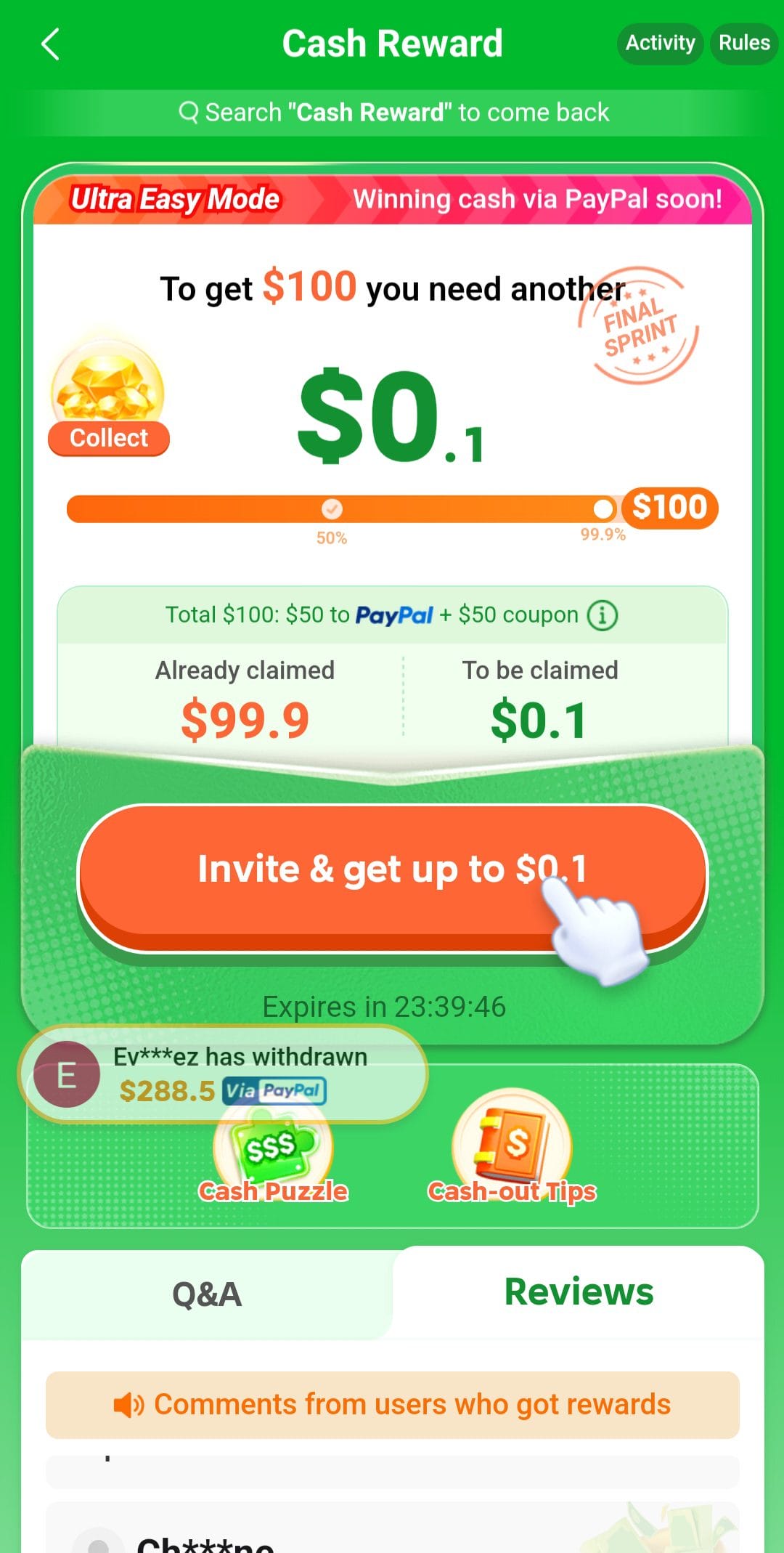 Temu cash rewards
