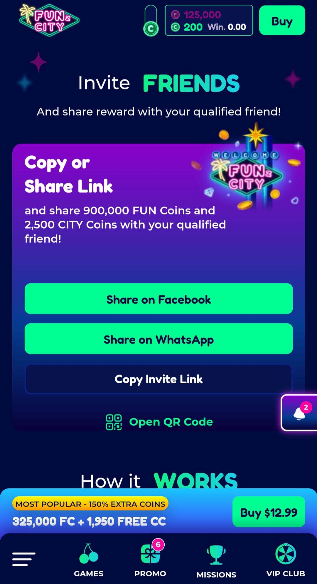 funzcity share referral link