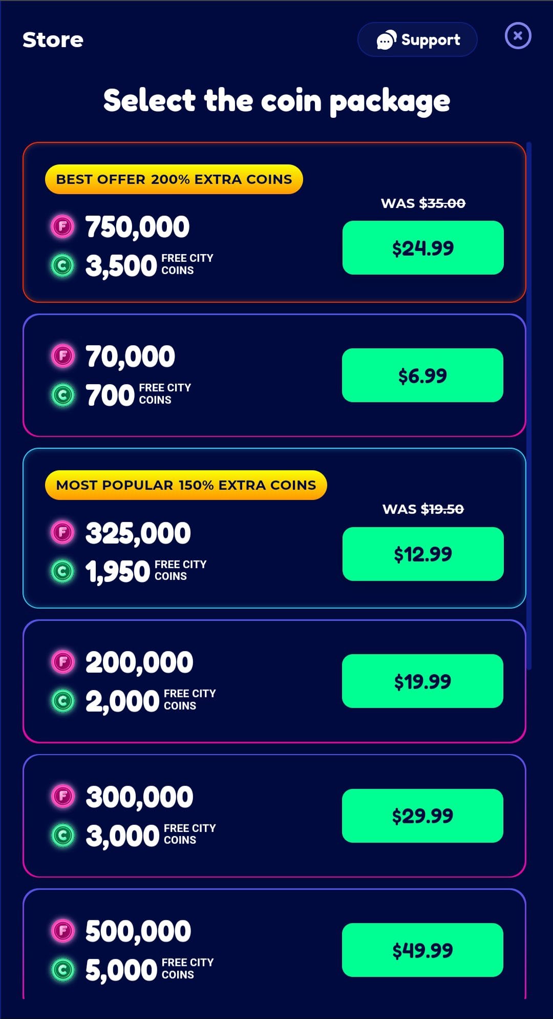 funzcity coin packages