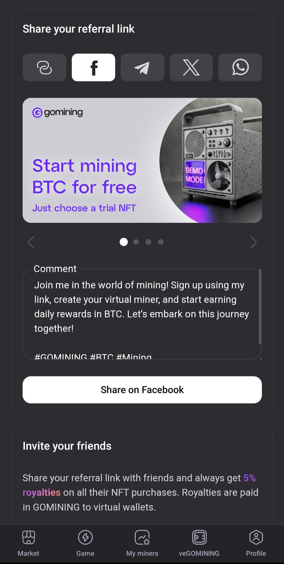 gomining referral code