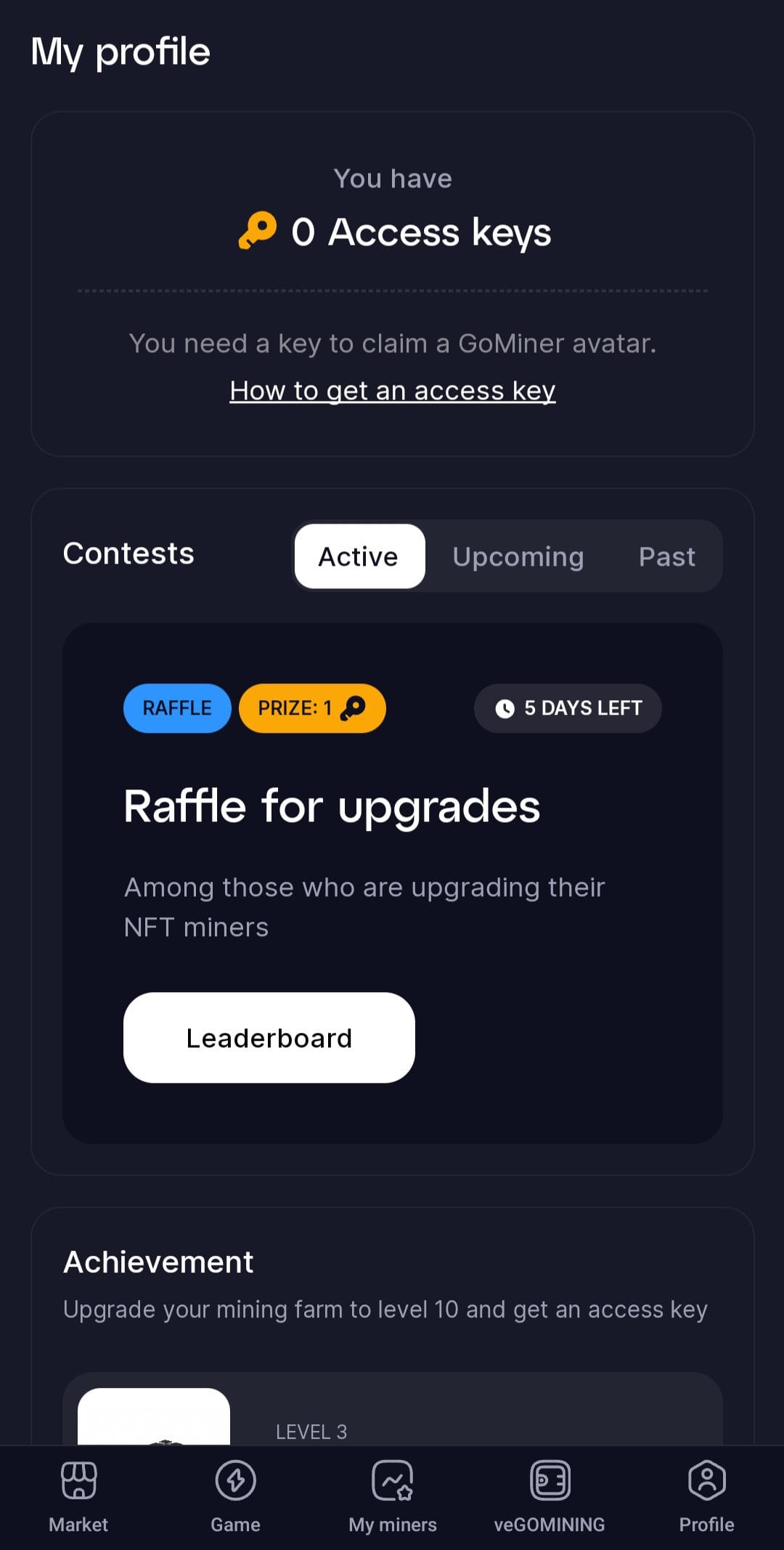 gomining access keys