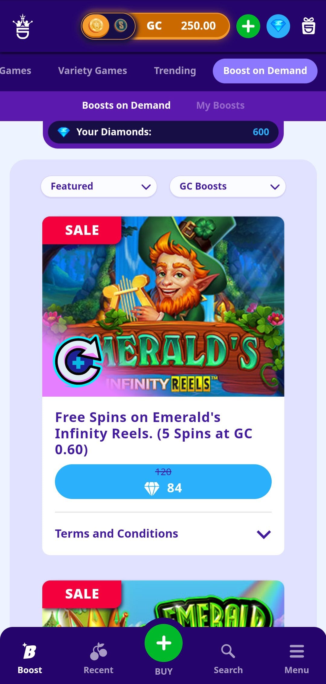 high 5 casino boosts
