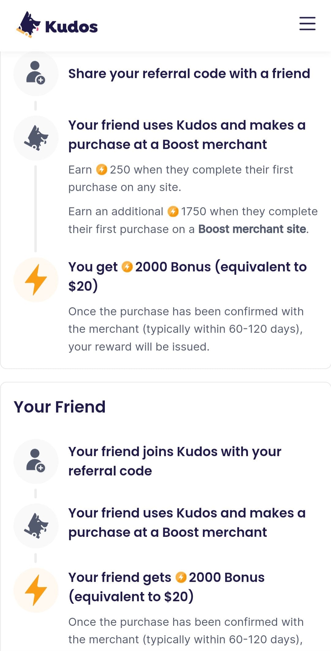 kudos referral program