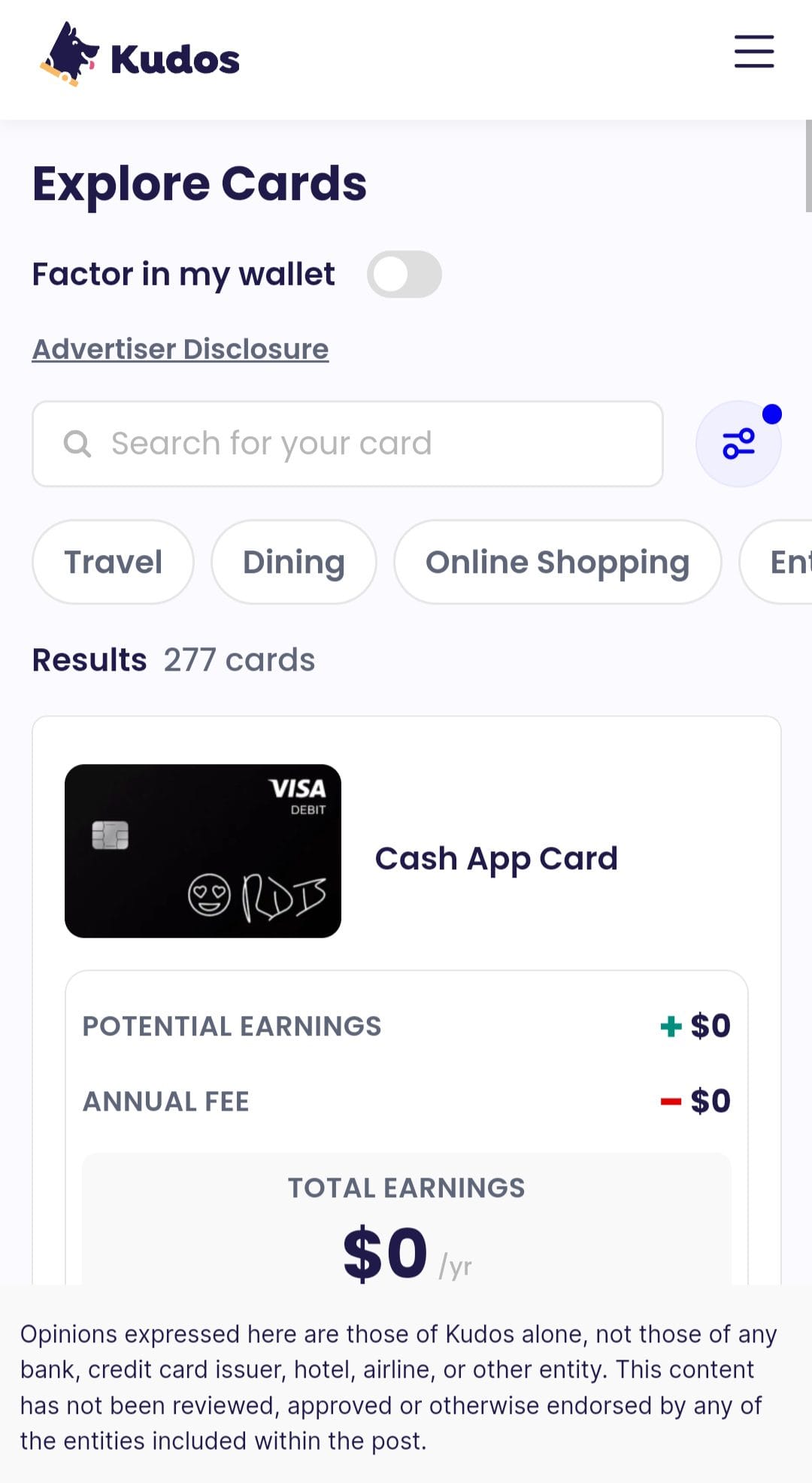 kudos explore credit cards