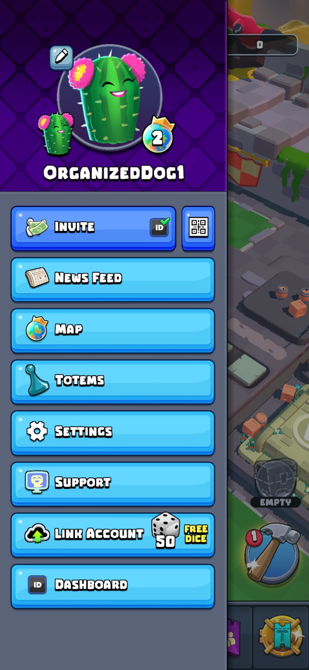 prize kingdoms profile menu