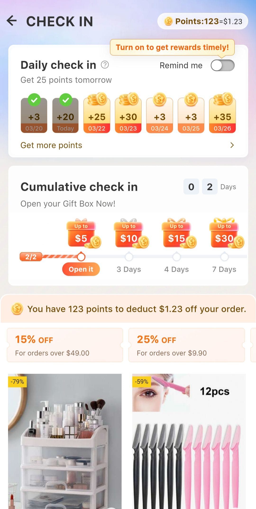 shein check in