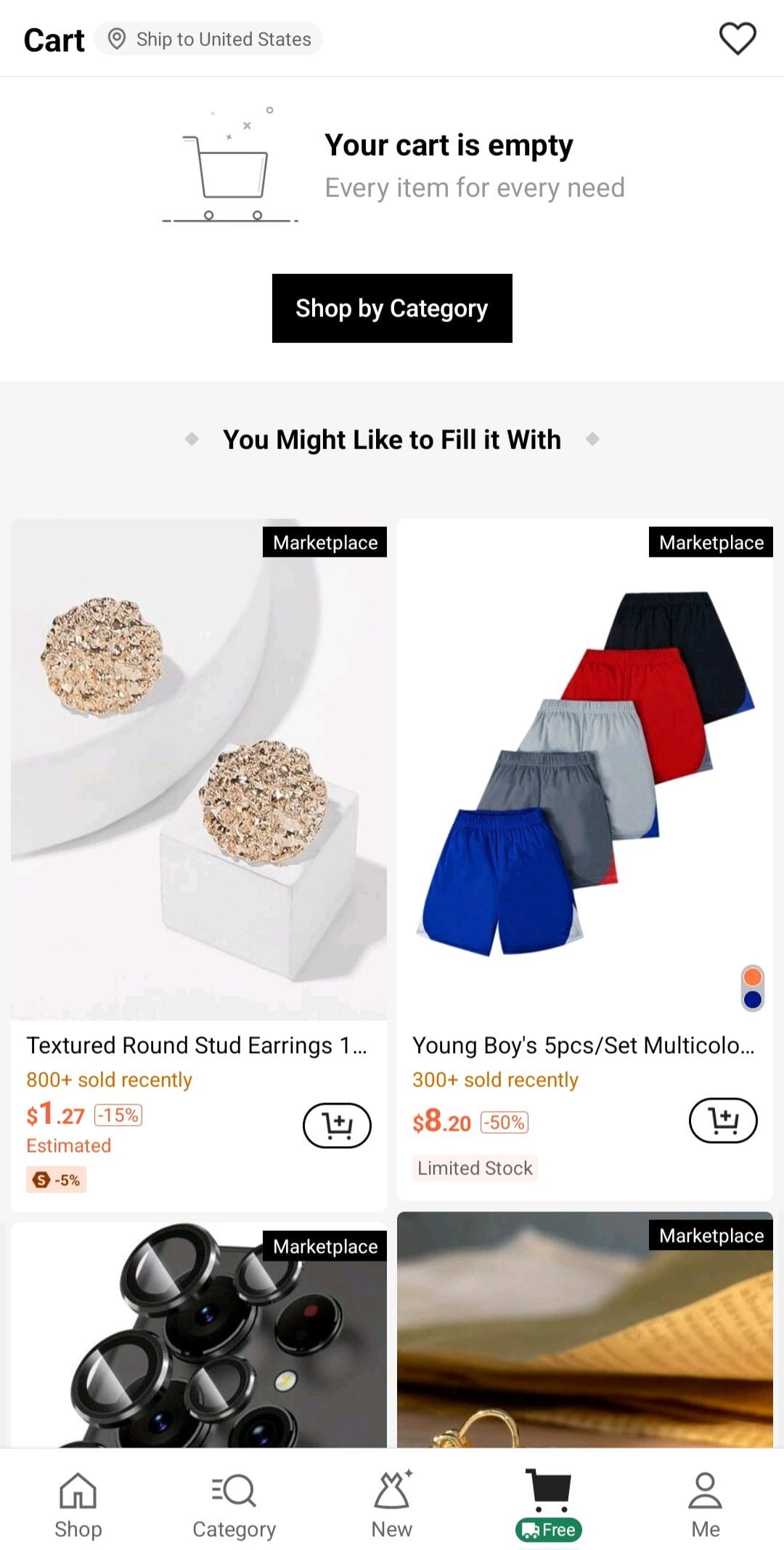 shein shopping cart