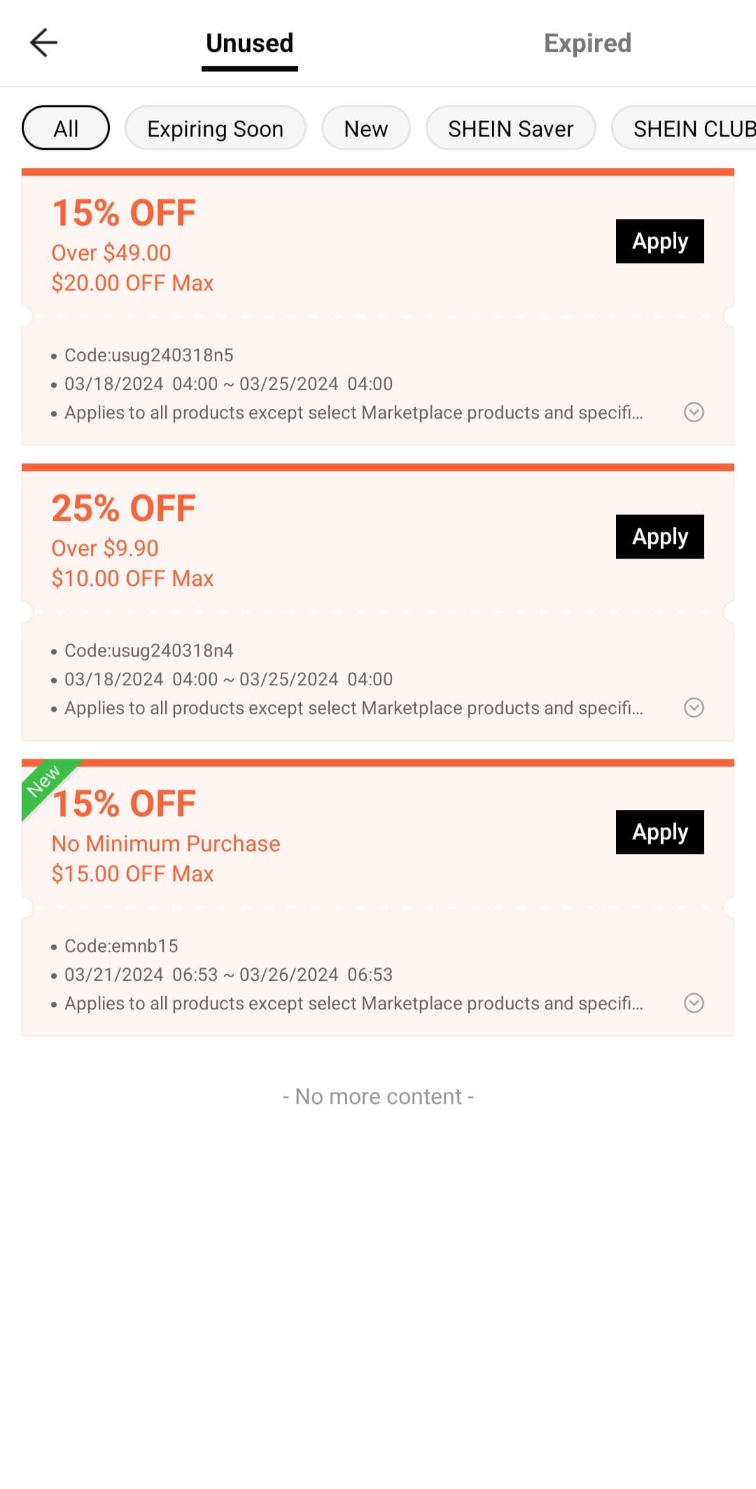 shein coupons