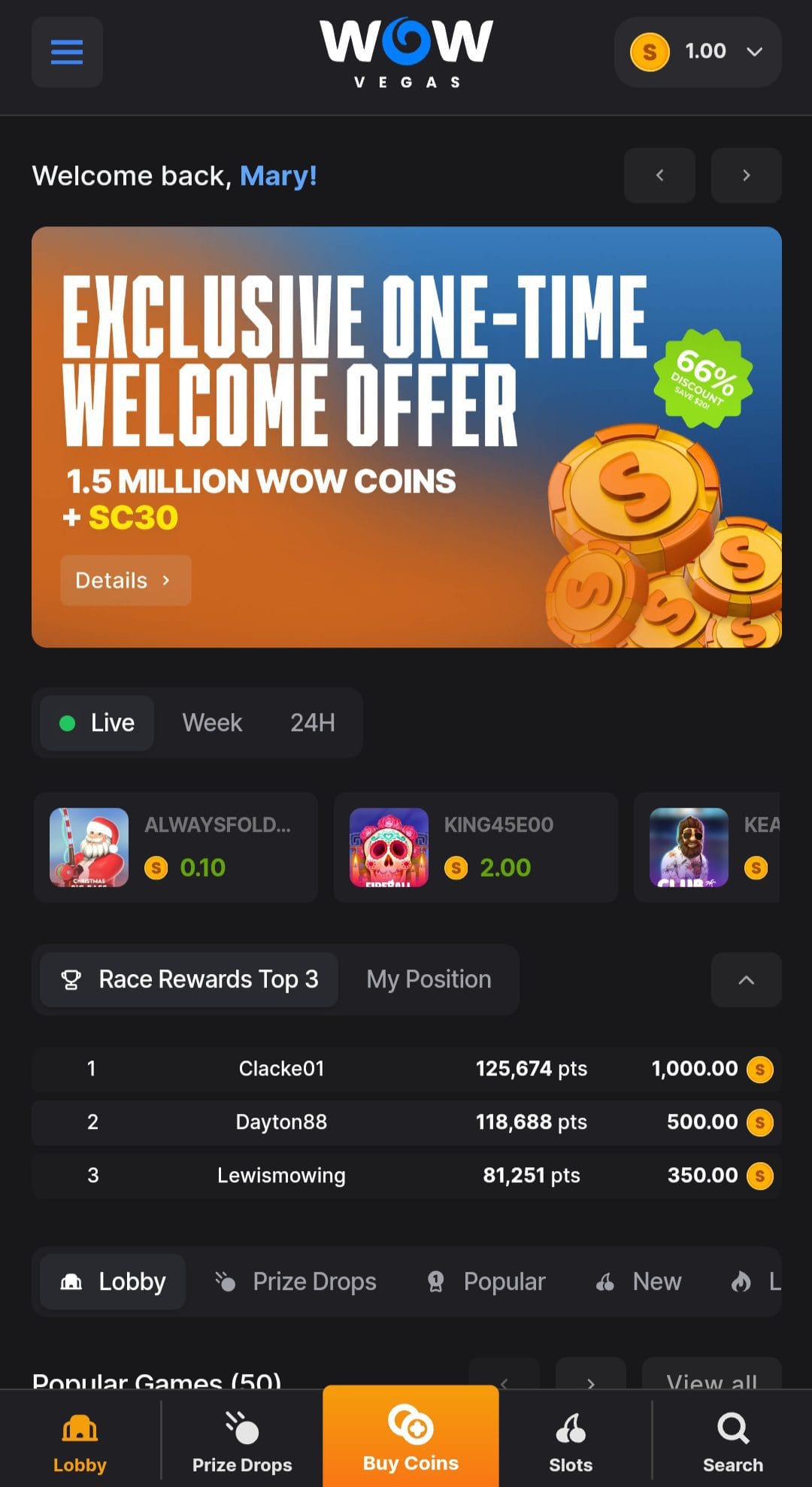 wowvegas lobby