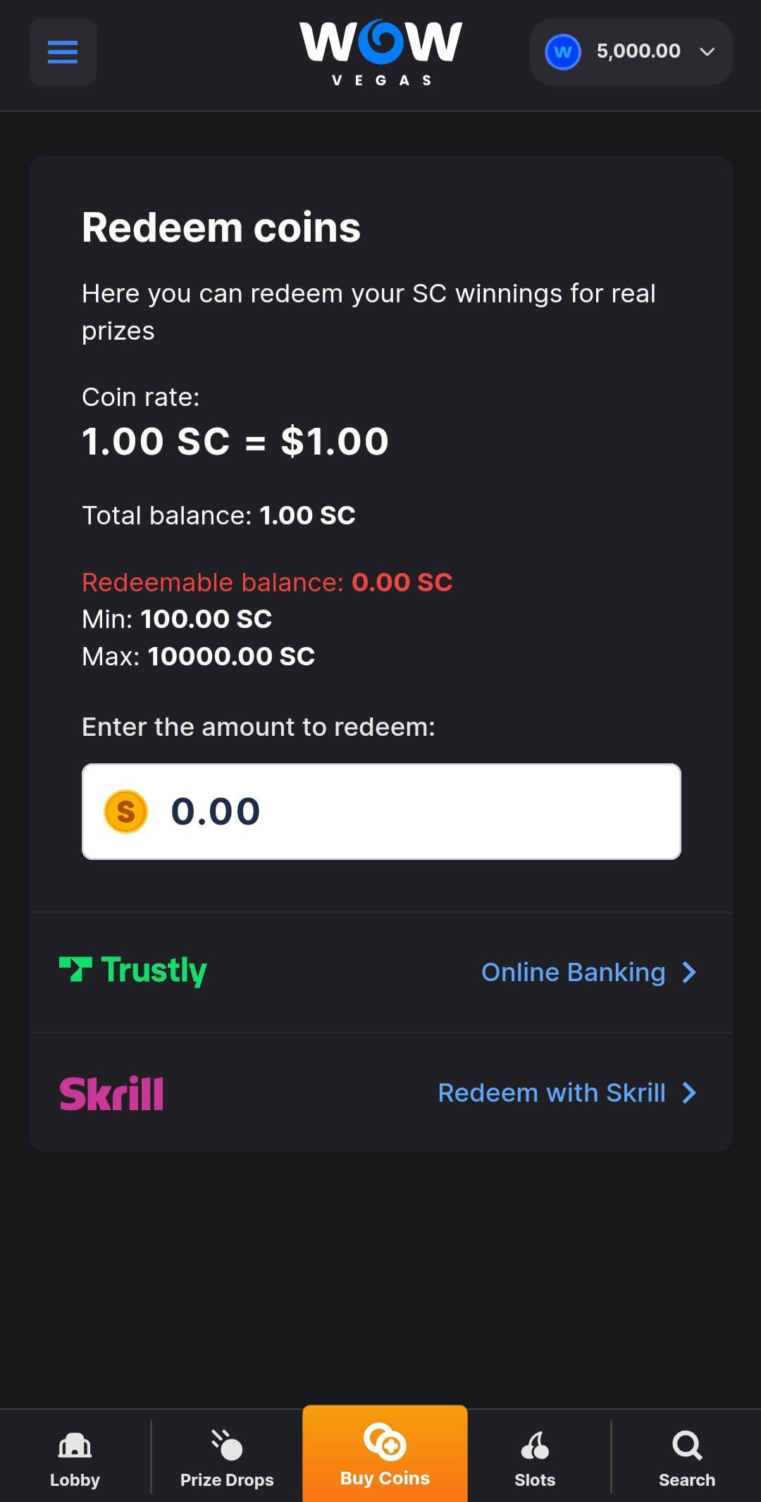 wowvegas redeem coins