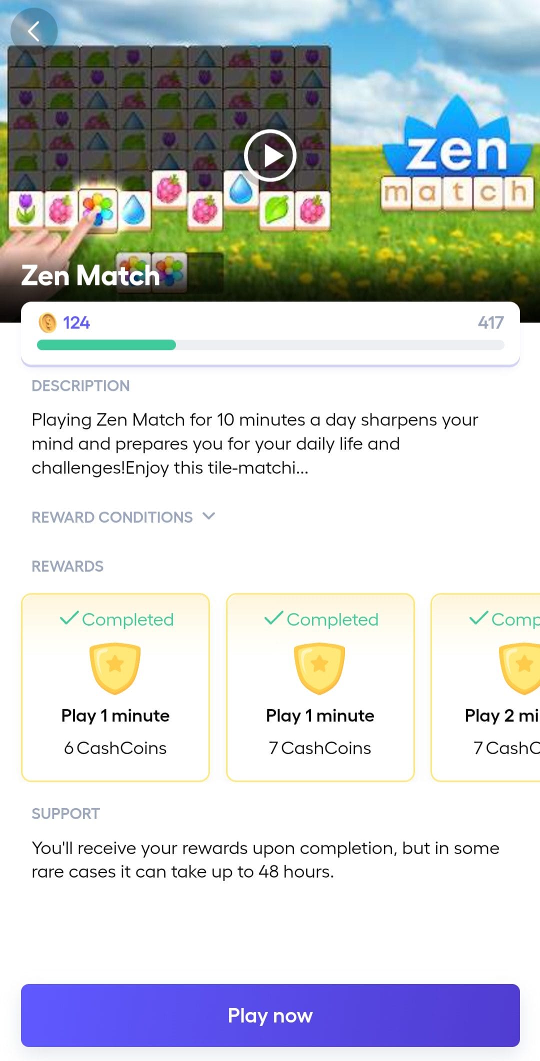 Baba Cash zen match game rewards