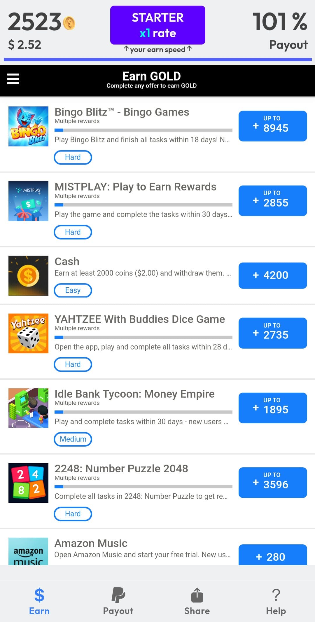 Baba Cash earn gold