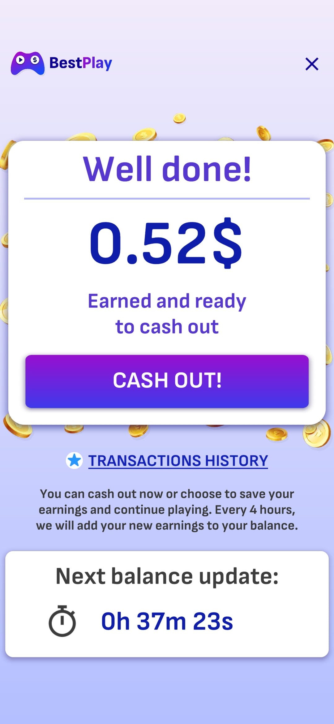 BestPlay cashout