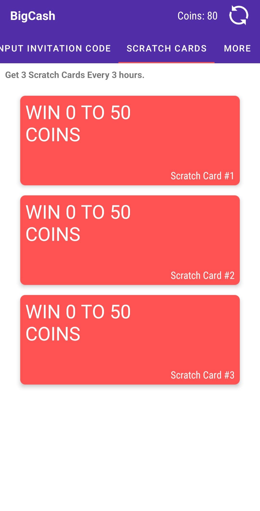 BigCash scratch cards