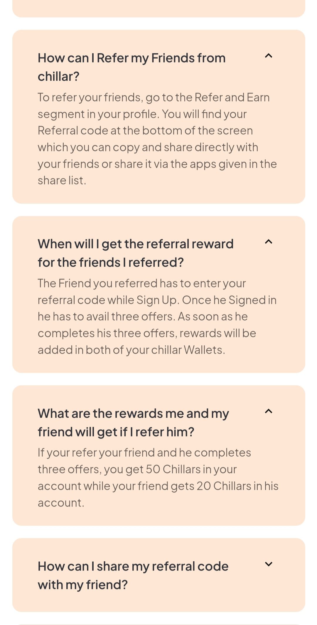 Chillar referral faqs