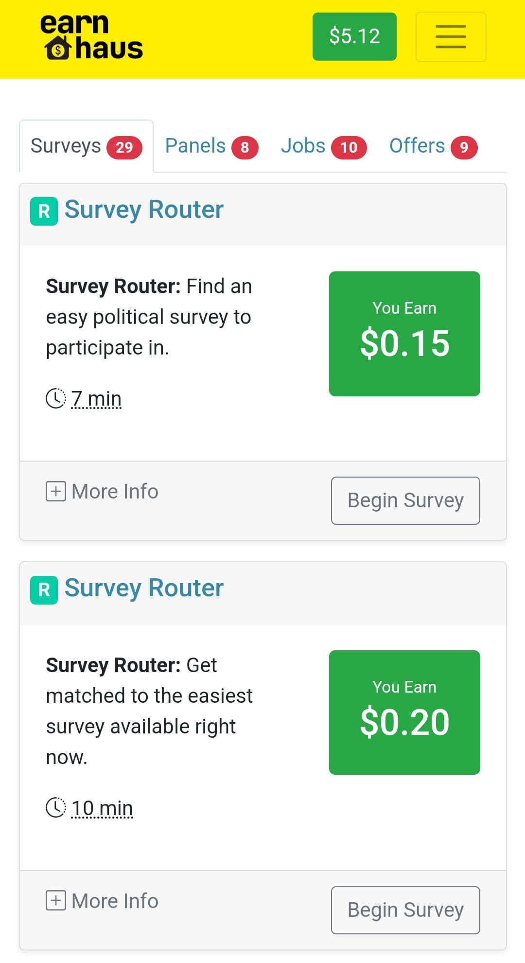 Earn Haus surveys