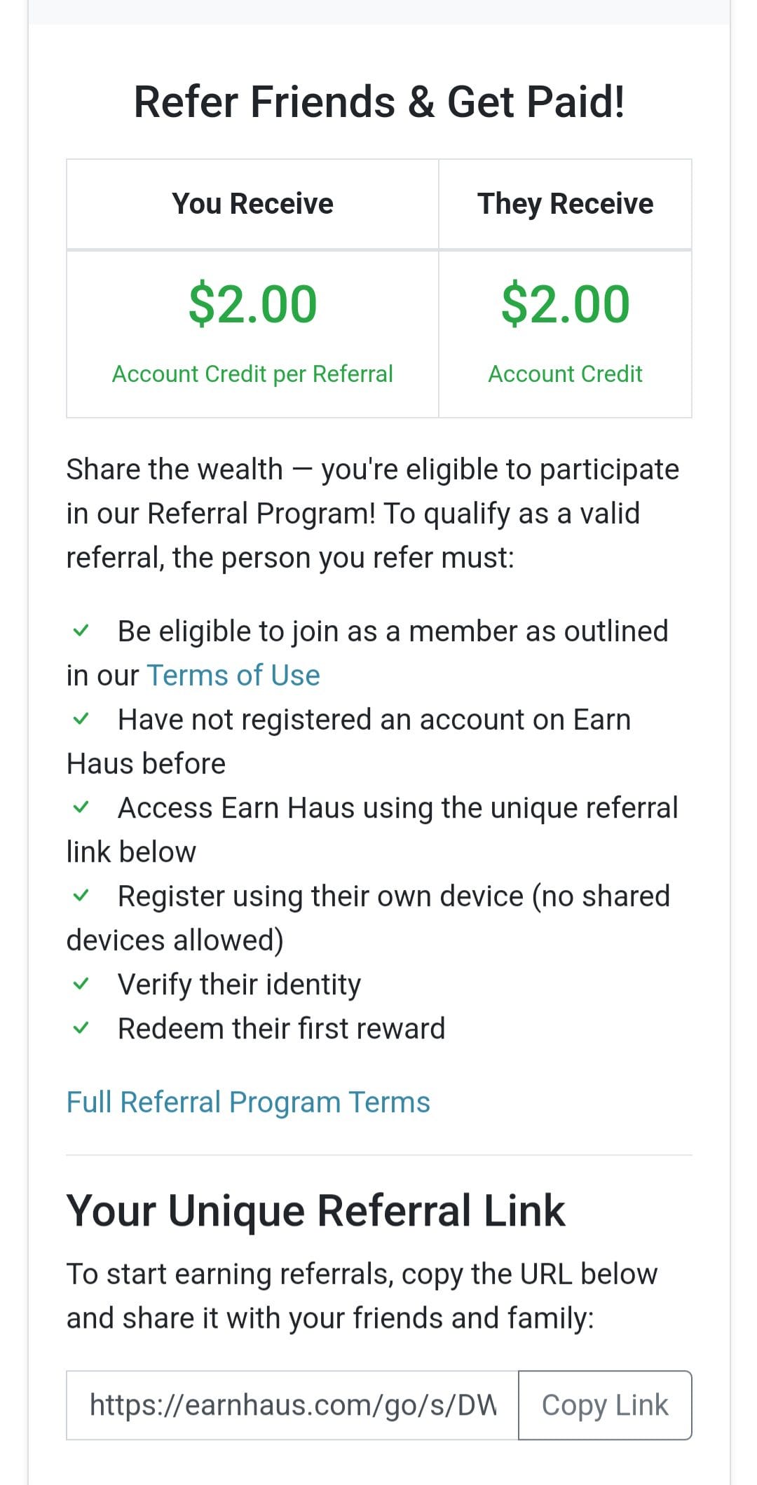 Earn Haus referral code