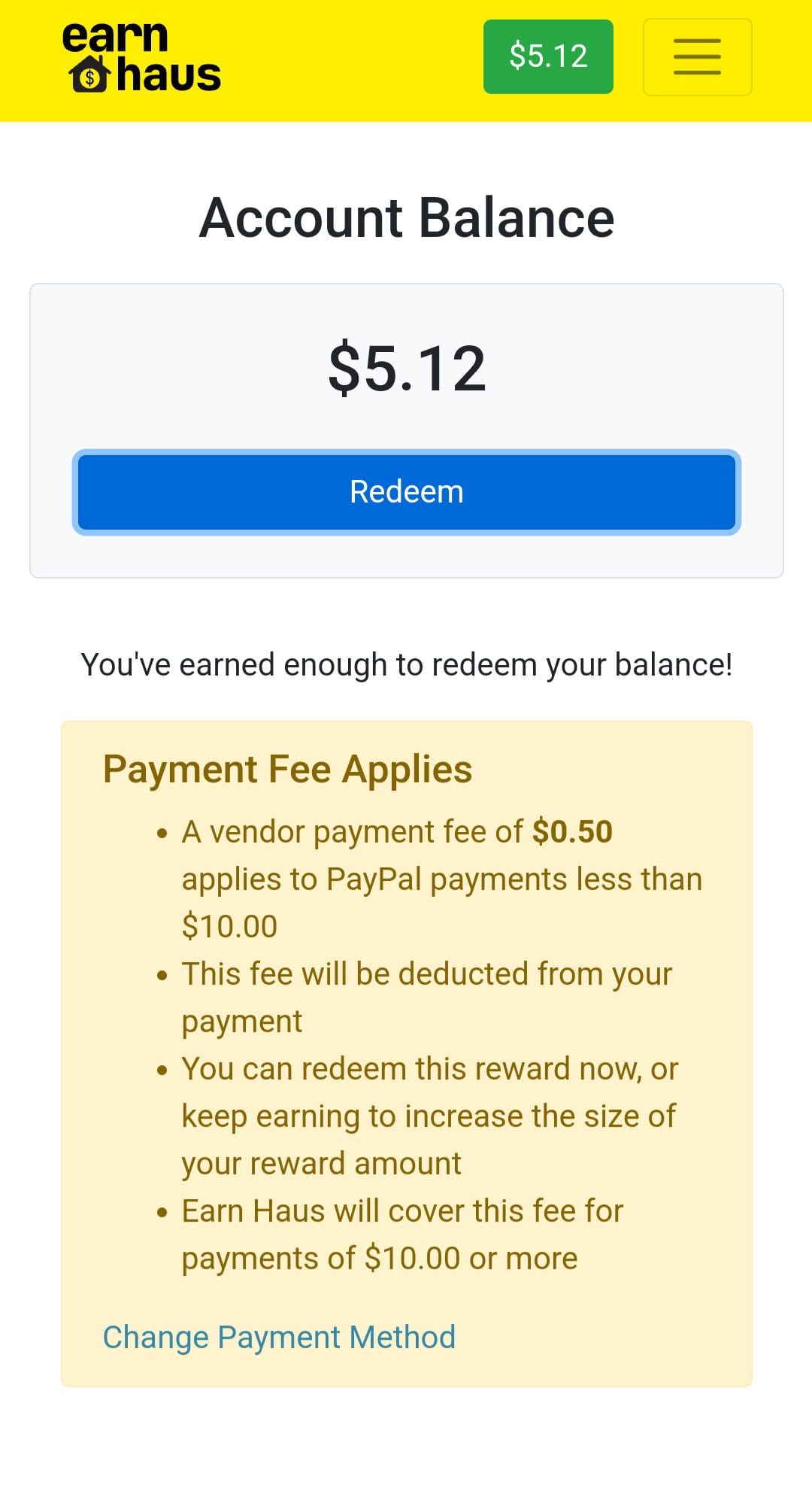 Earn Haus redeem