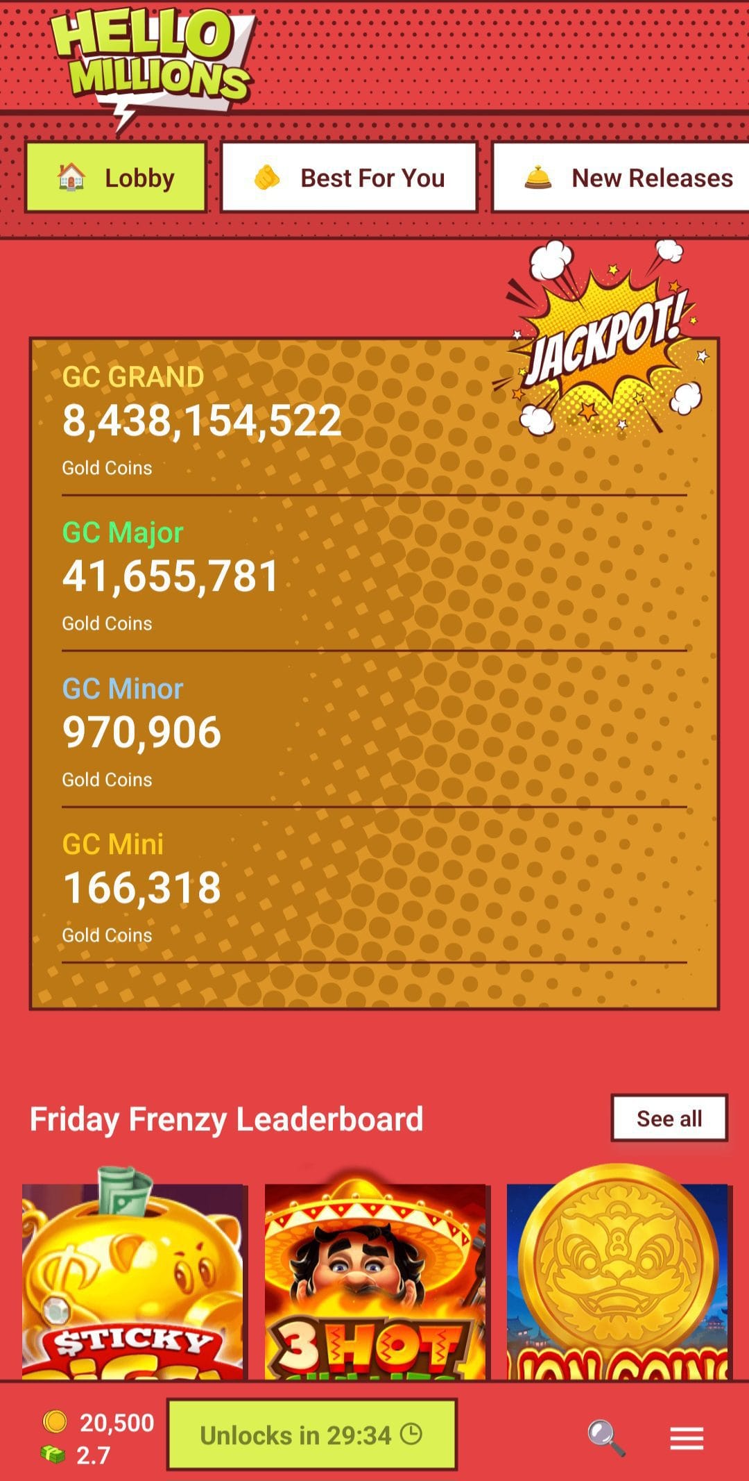 Hello Millions jackpot