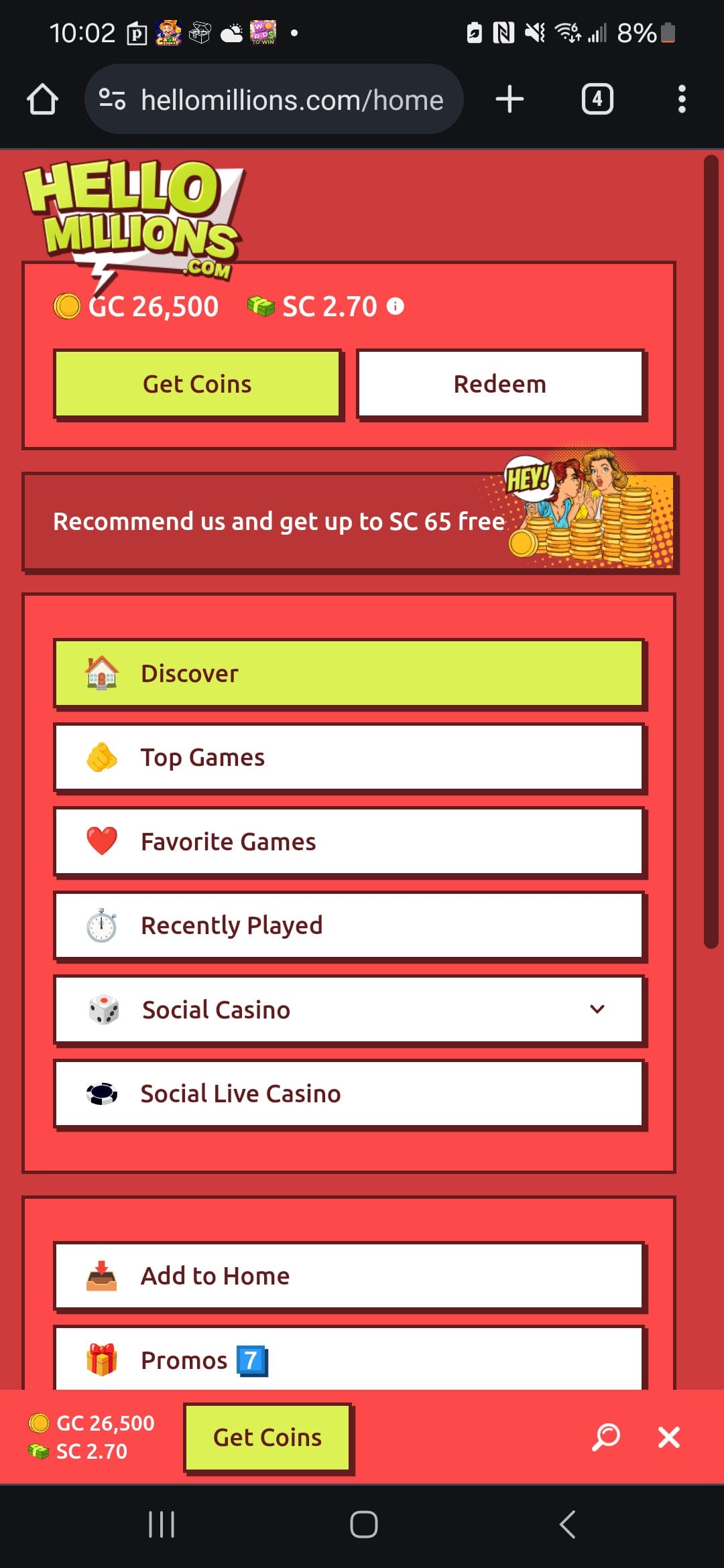Hello Millions redeem