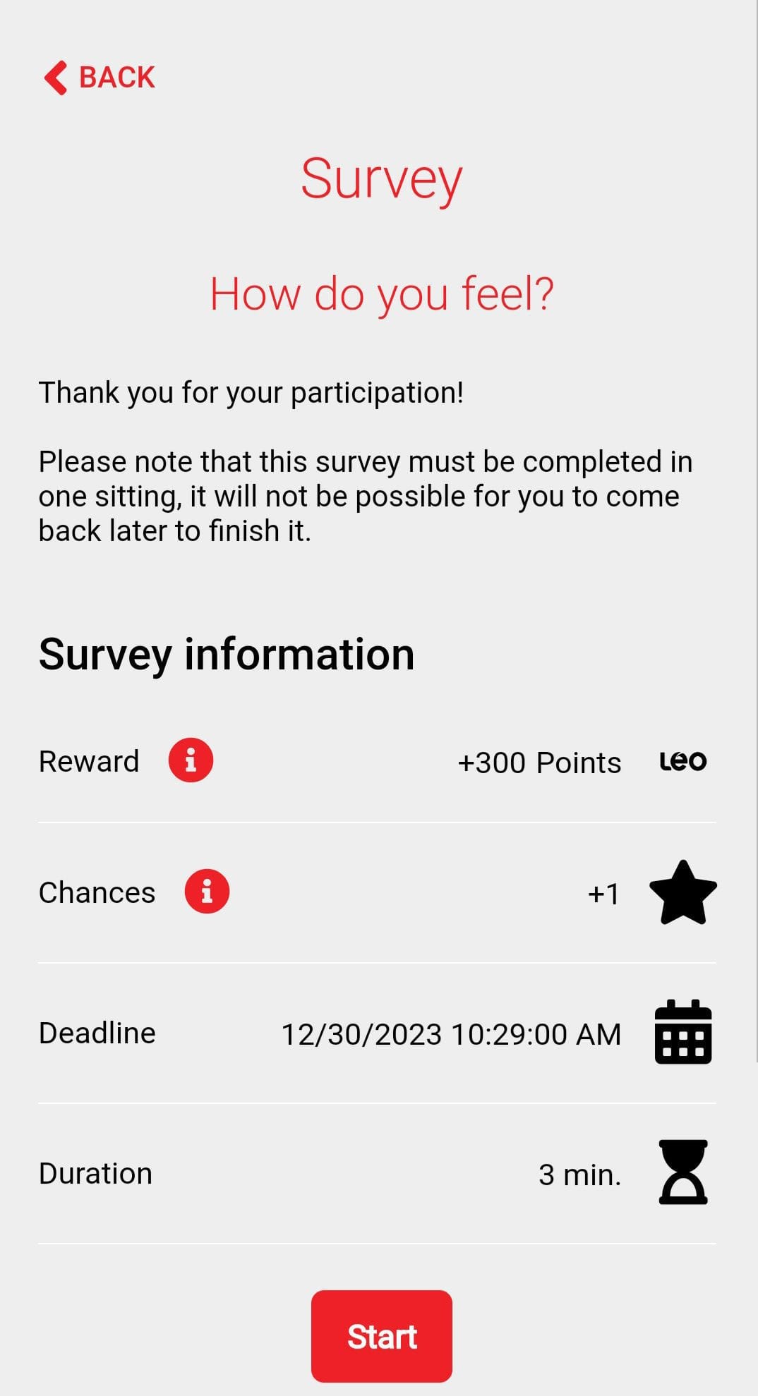 LEO survey info
