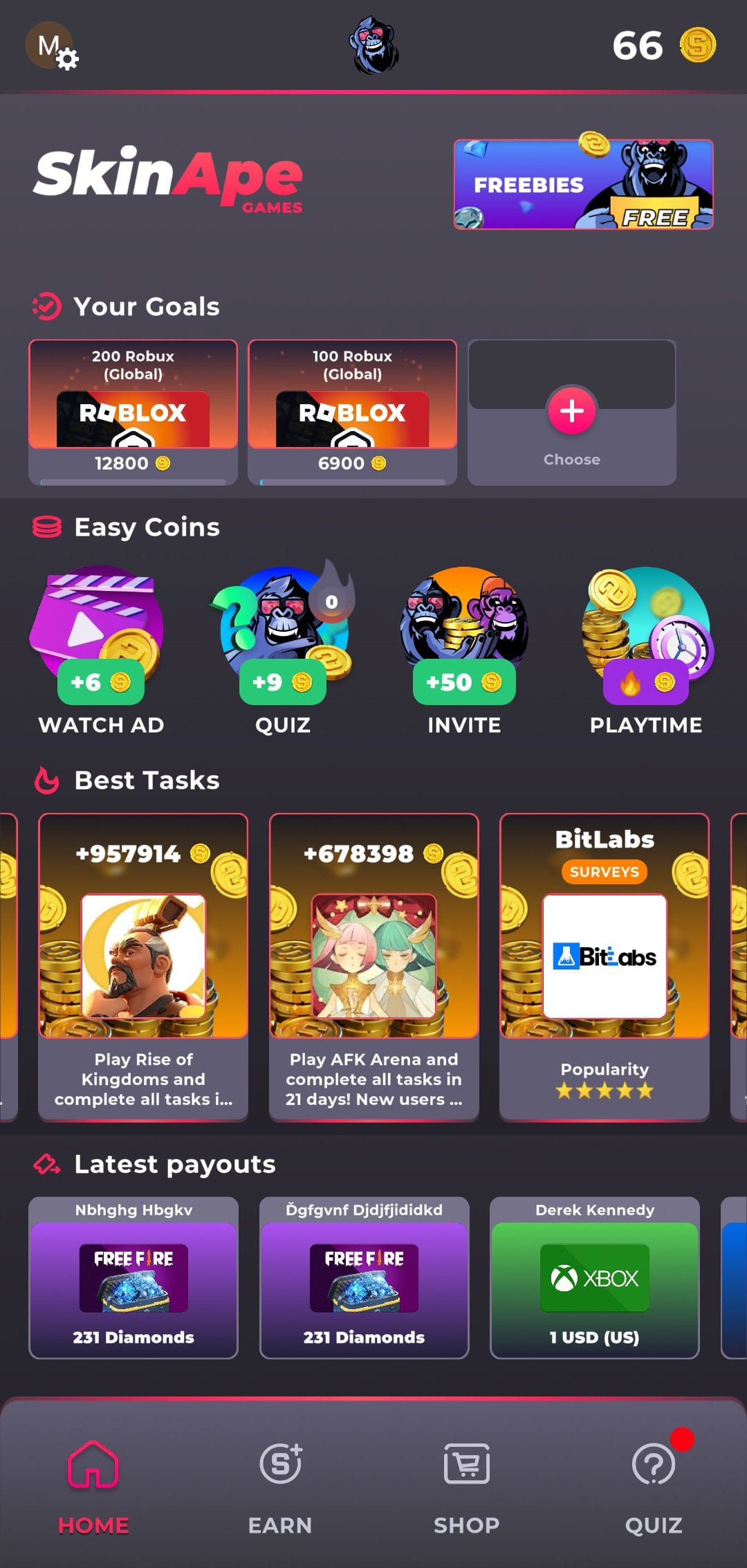 SkinApe for Games home tab