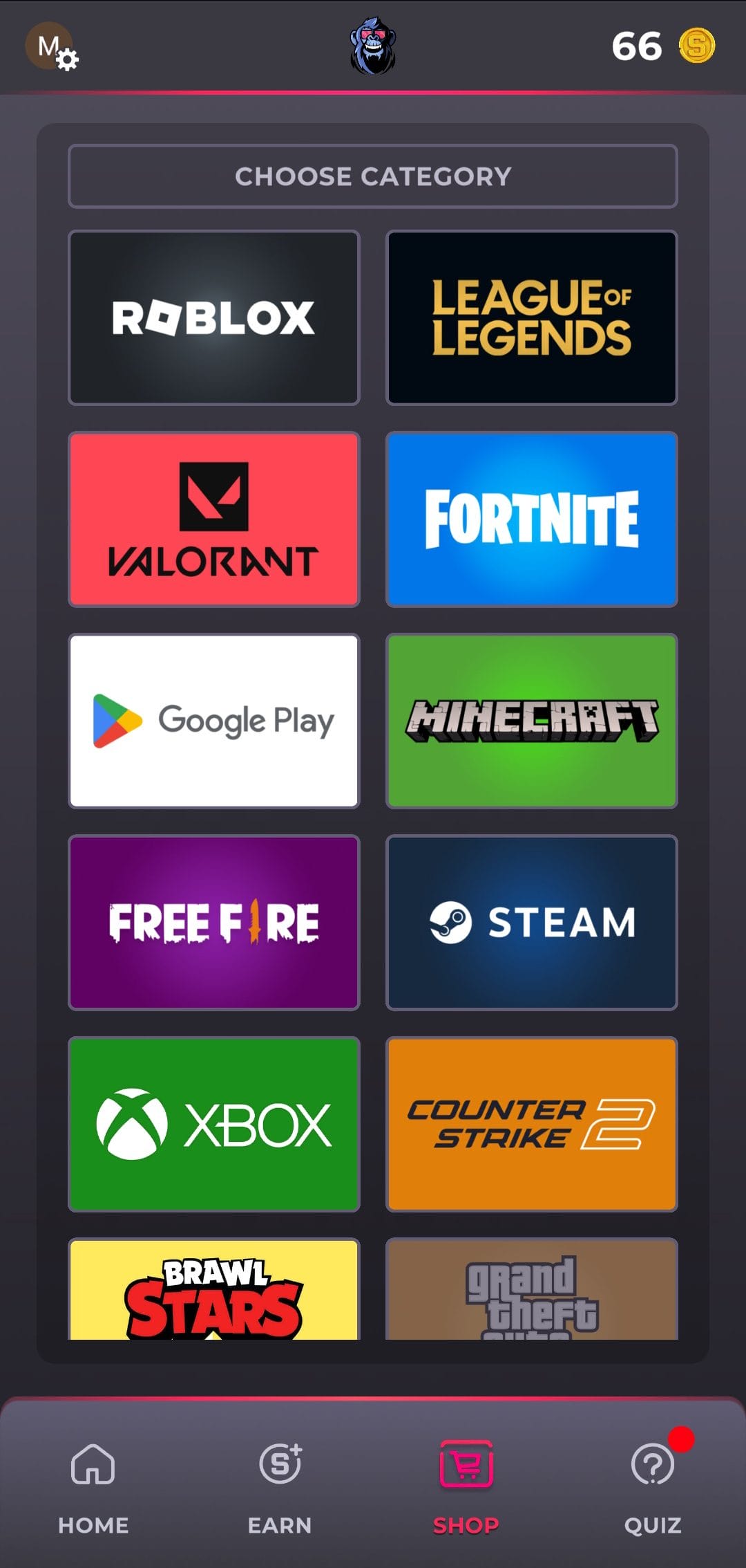 SkinApe for Games shop tab