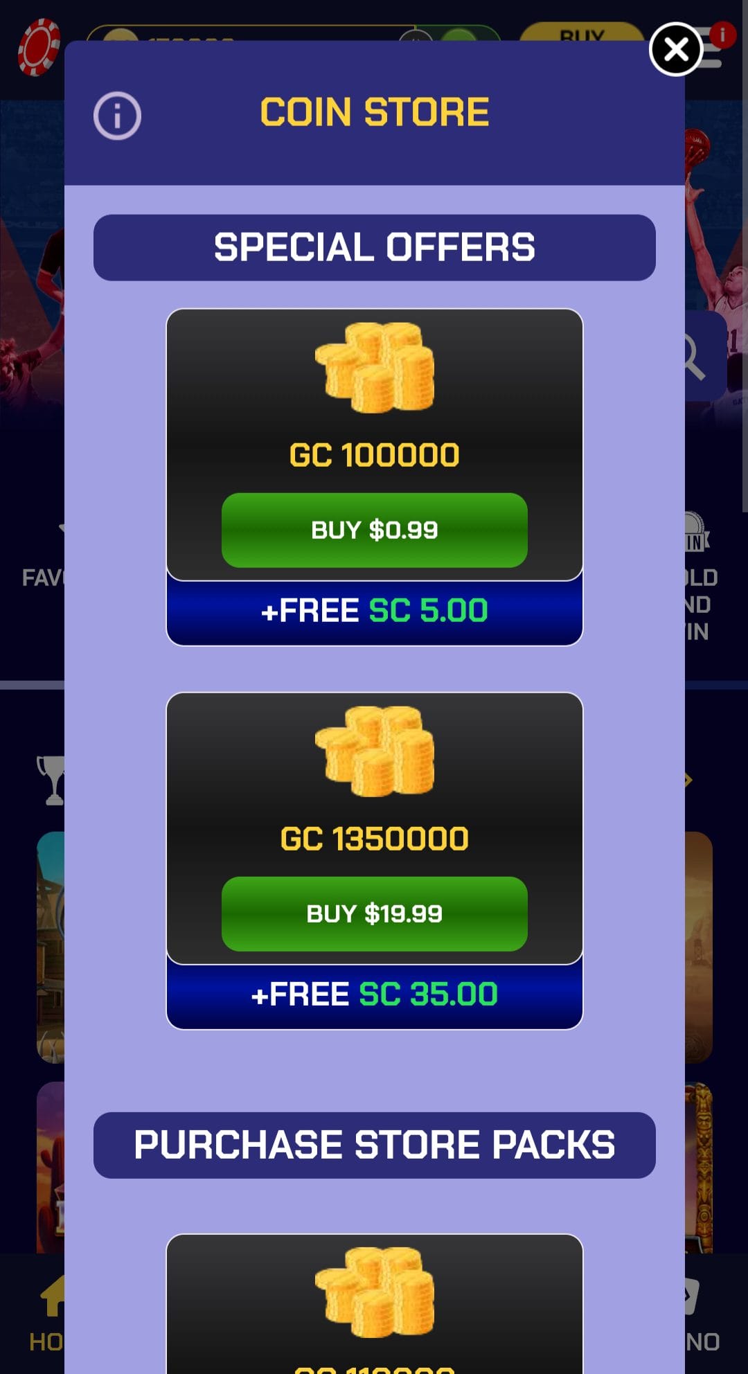 Sportzino buy coins