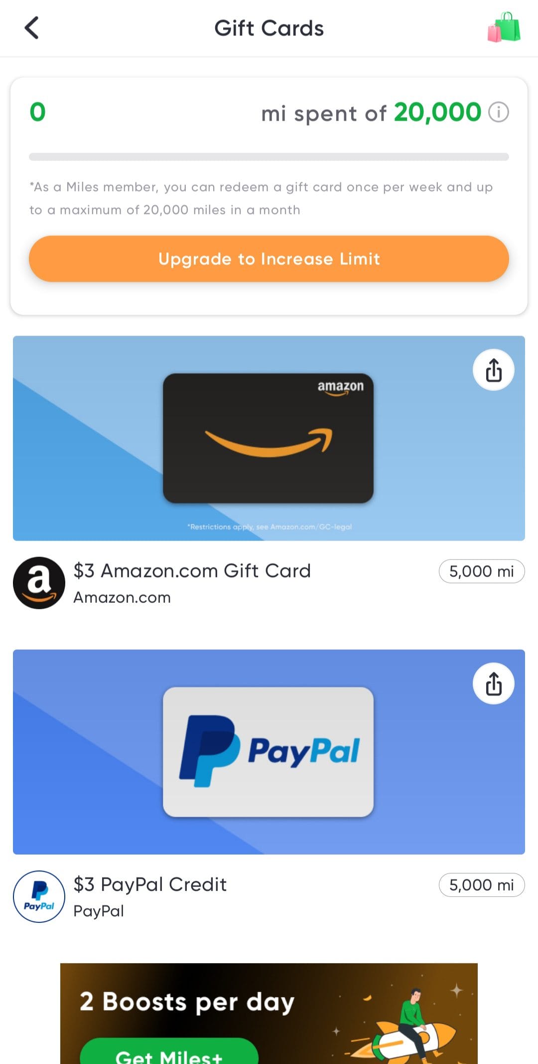 miles gift cards