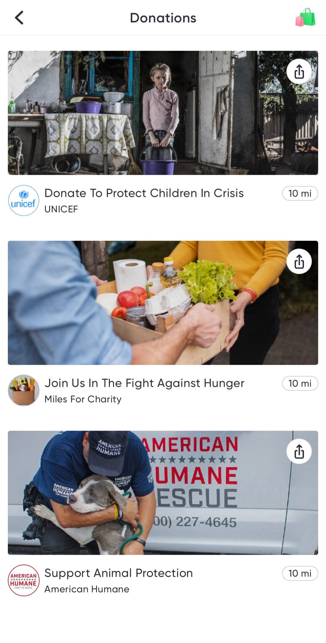 miles donate to charity