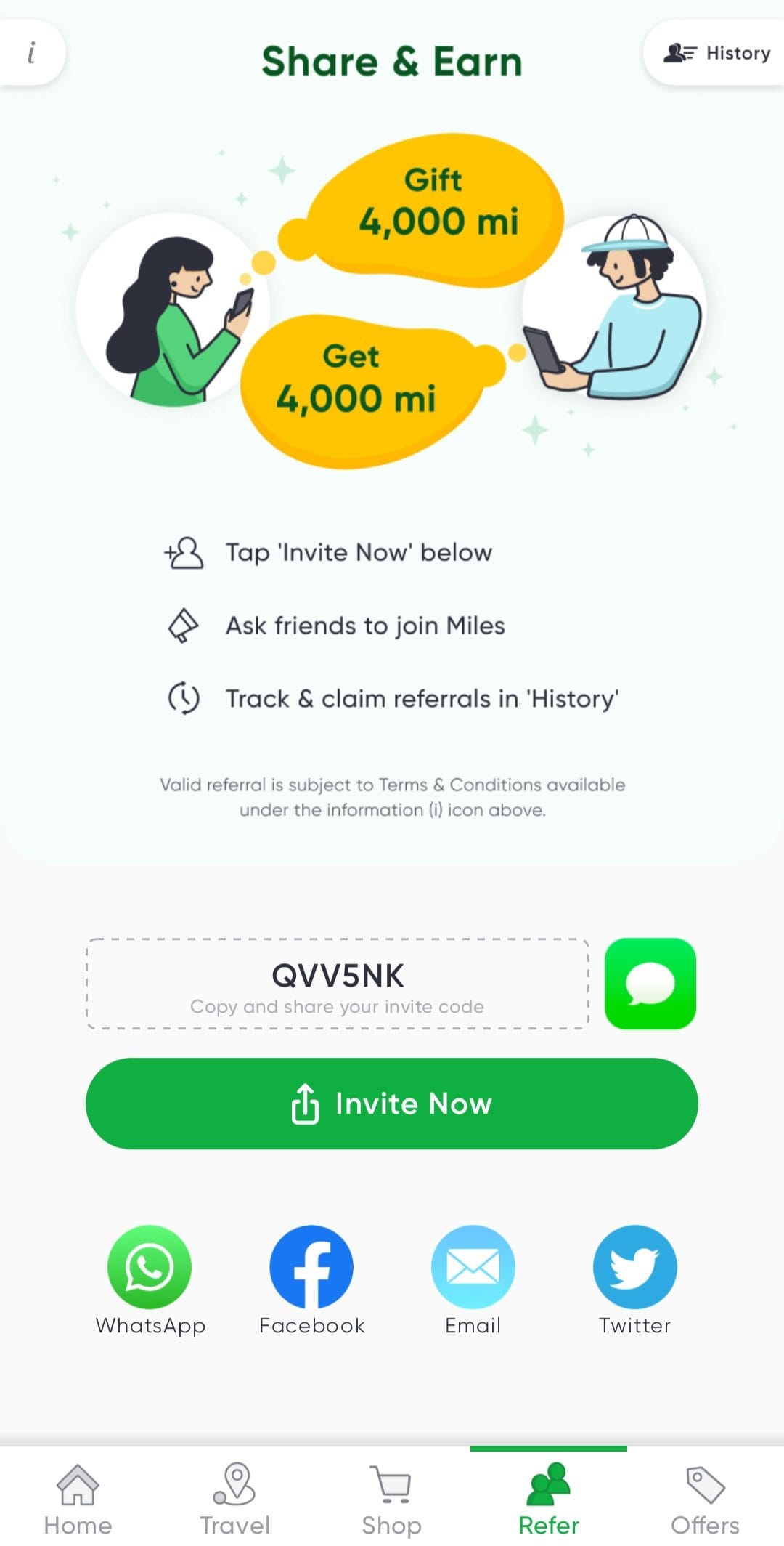 miles referral code