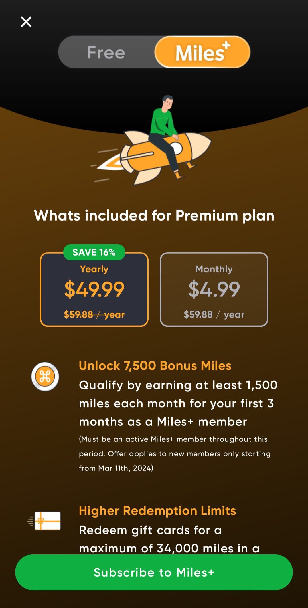 miles + subscription