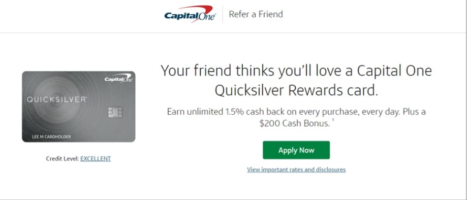 Capital One Quicksilver Rewards Referral Program 1 Capital One Quicksilver Referrals