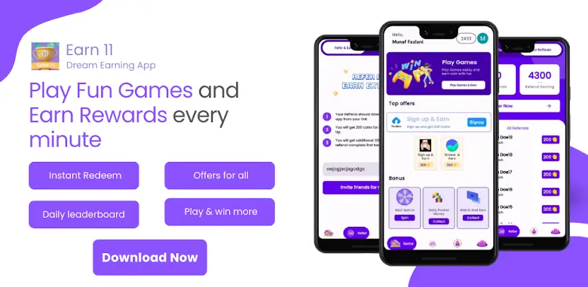 Earn 11 Referral Code – Earn Money by Games