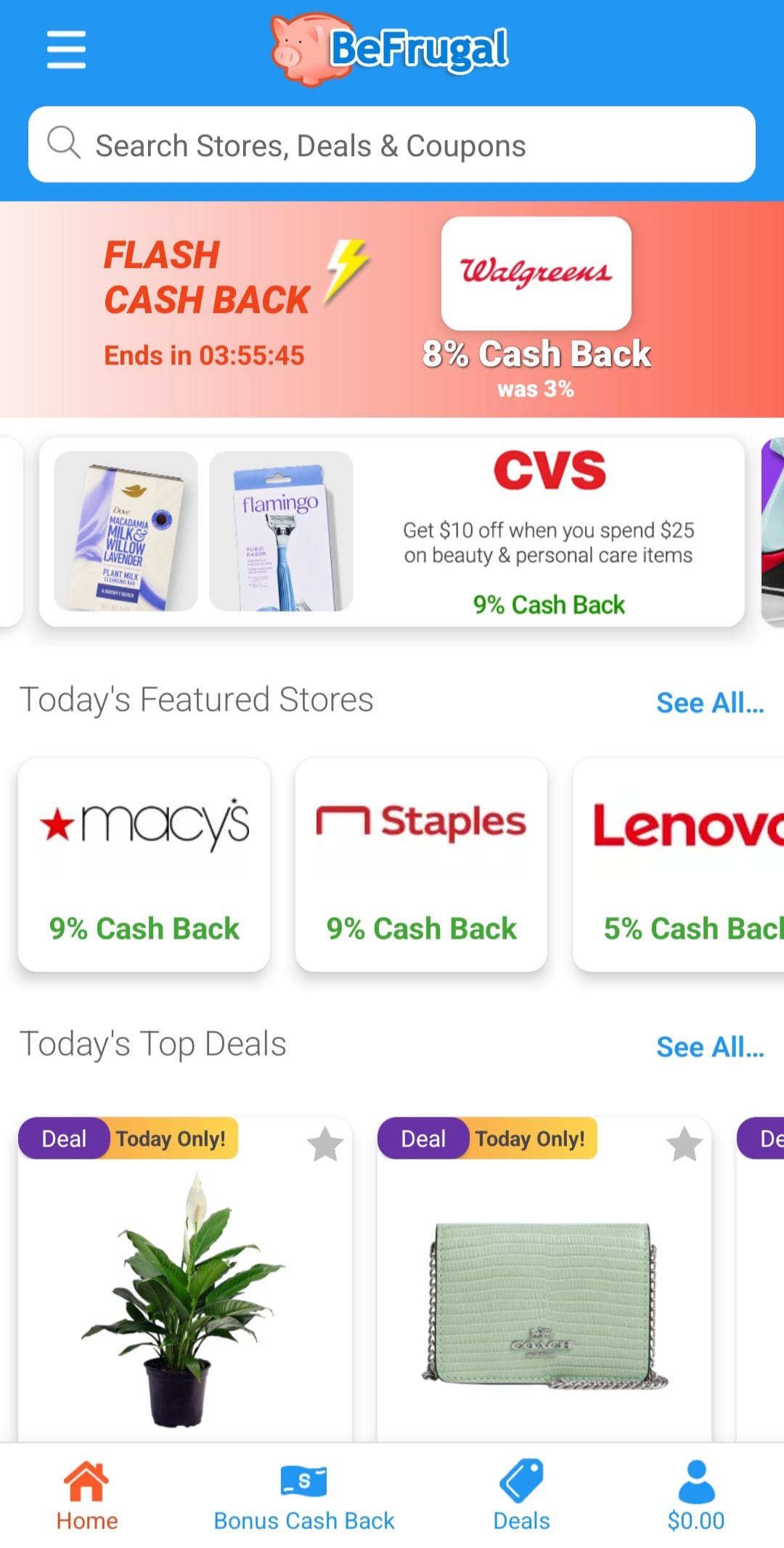 BeFrugal cashback