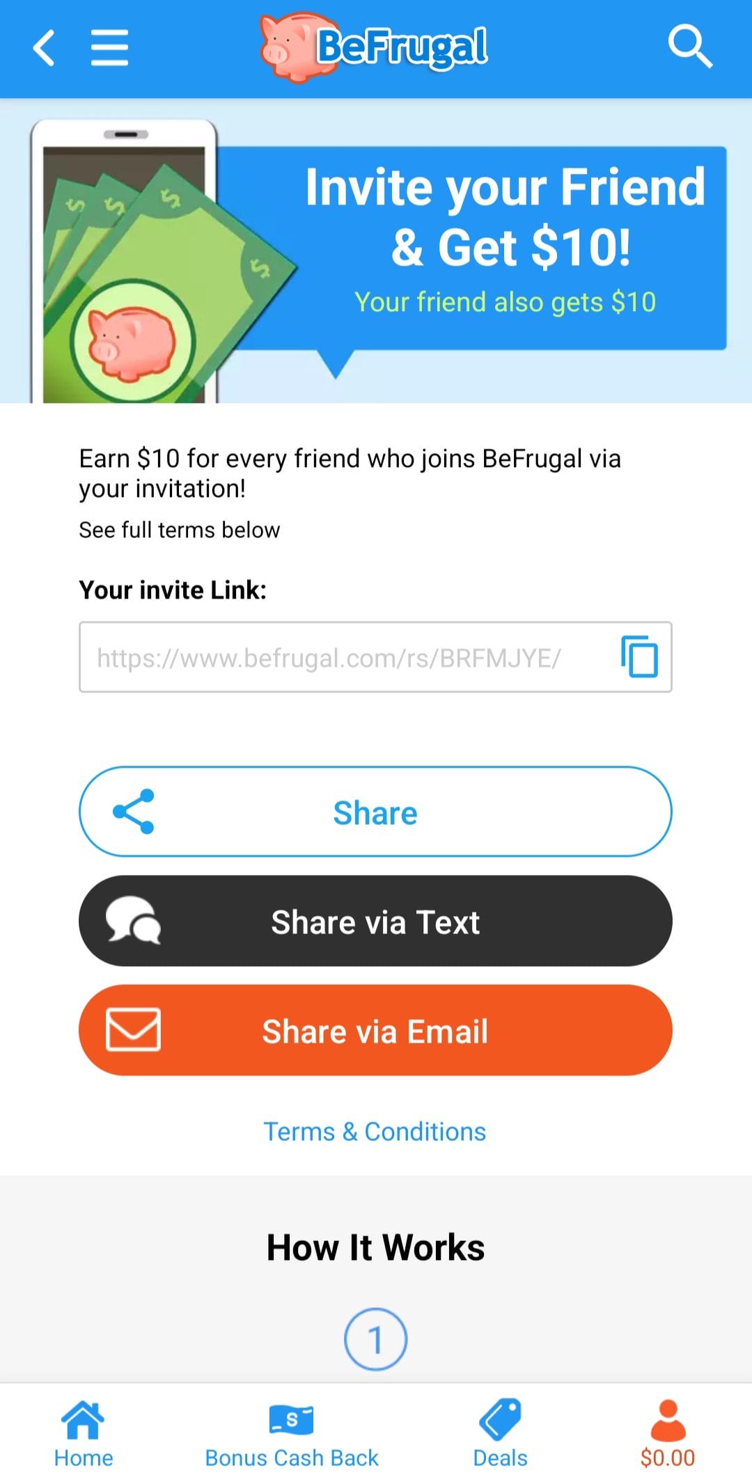 BeFrugal referral code