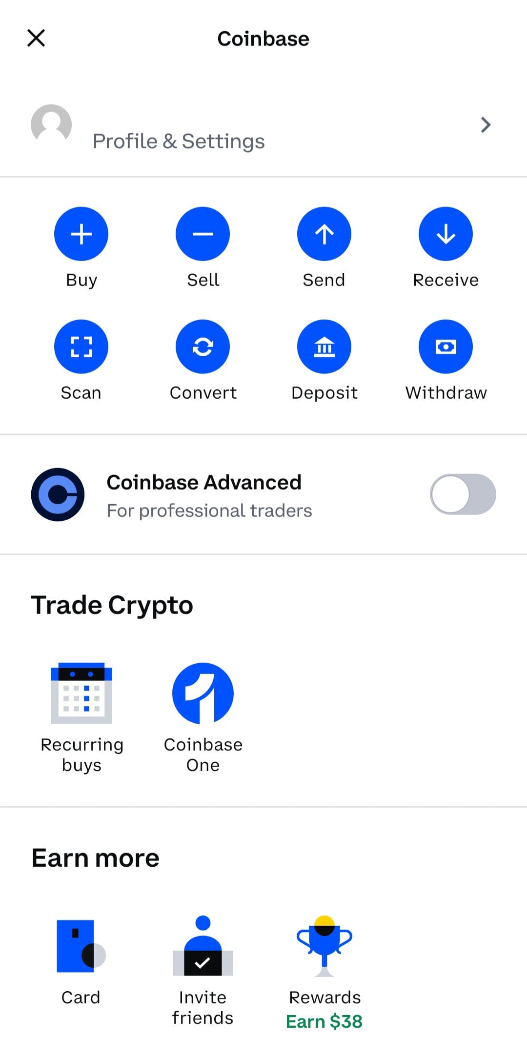 Coinbase profile